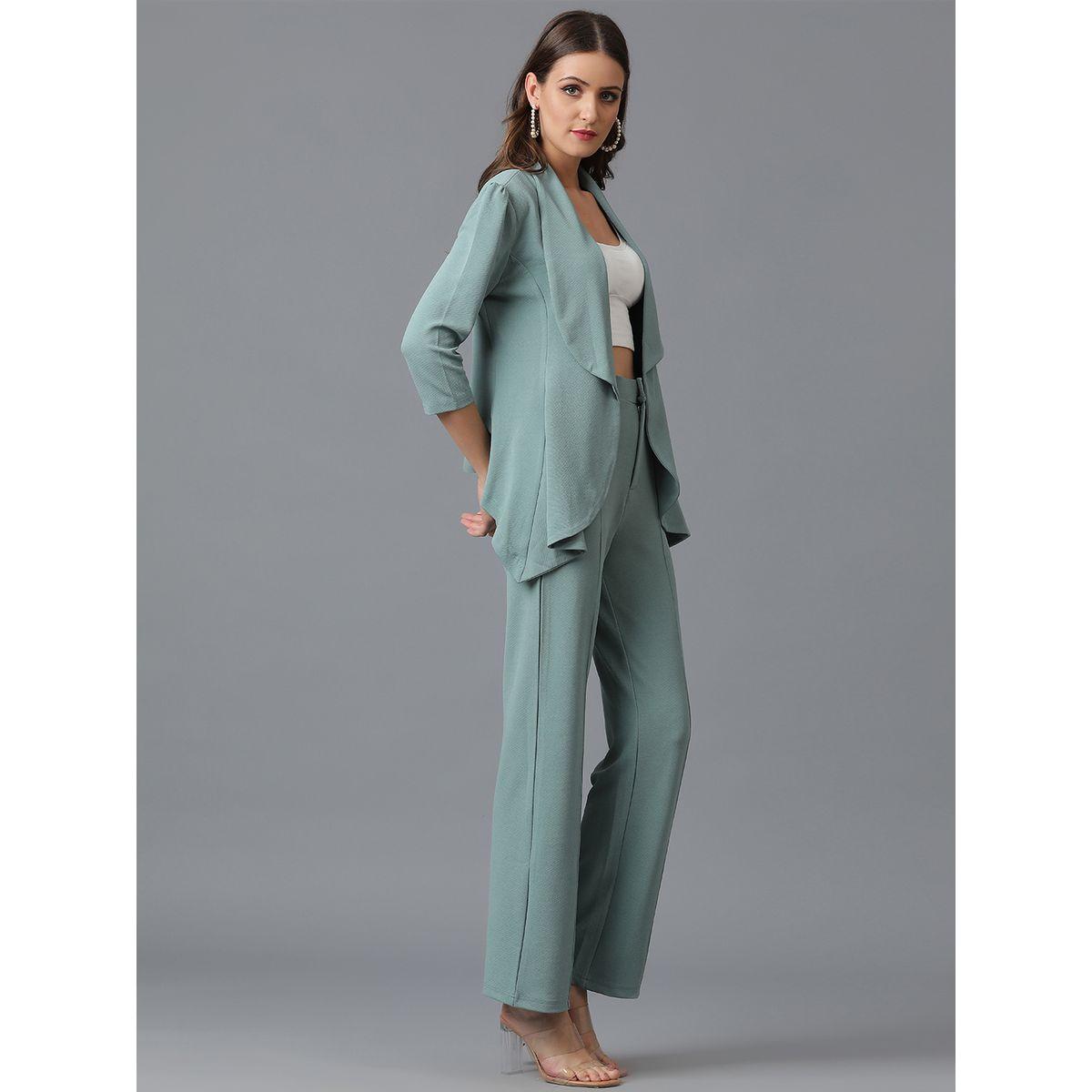 Kotty X Styli  Solid Open Front Blazer & Pants Co-Ords-women-clothing-coordsets-image-7