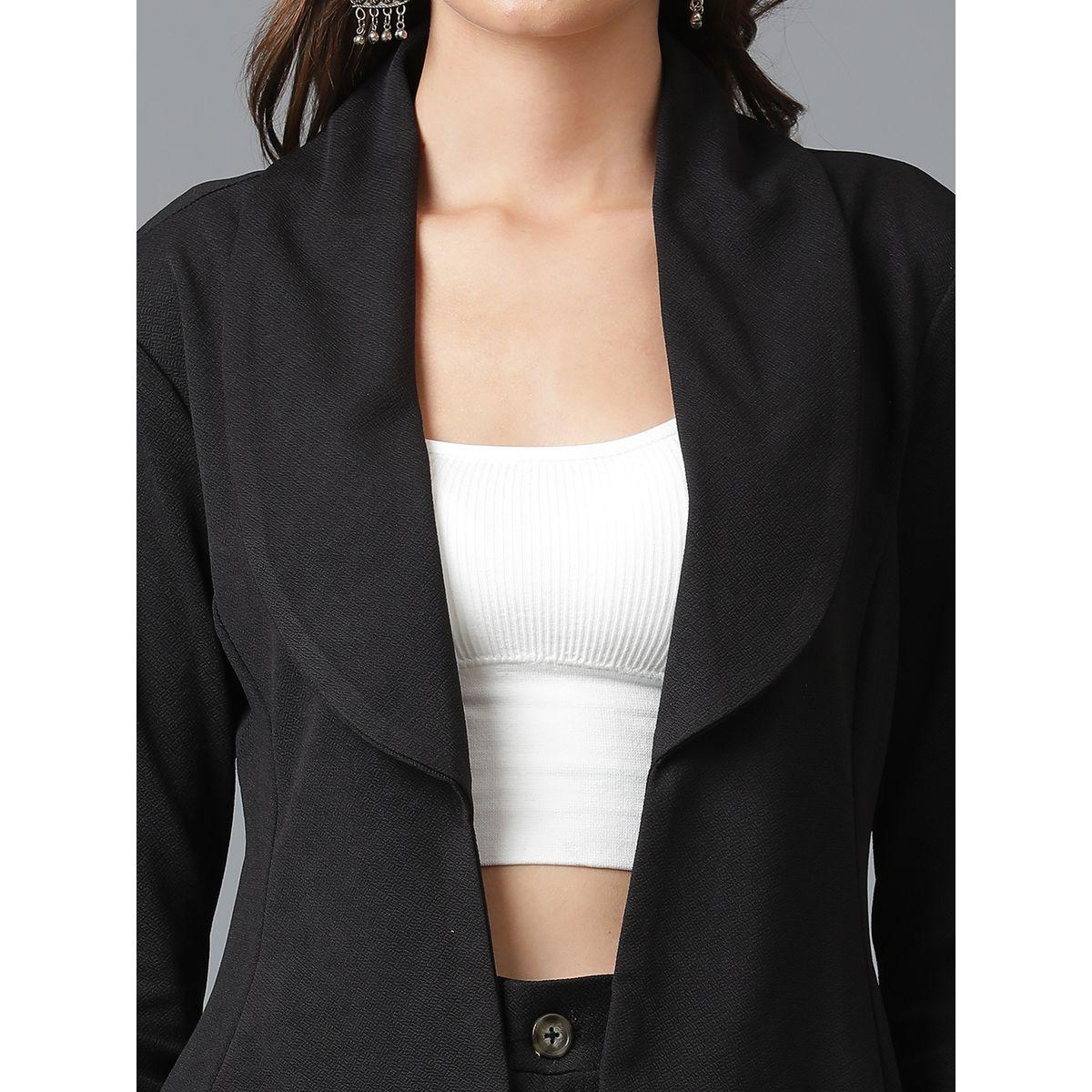 طقم منسق من بنطال وبليزر سادة مفتوح من الامام كوتي × ستايلي-women-clothing-coordsets-image-3