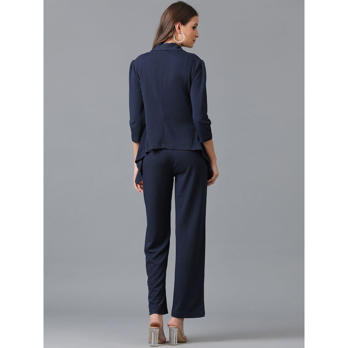 Kotty X Styli  Solid Open Front Blazer & Pants Co-Ords-women-clothing-coordsets-image-5