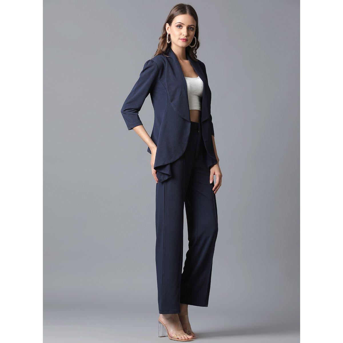 Kotty X Styli  Solid Open Front Blazer & Pants Co-Ords-women-clothing-coordsets-image-6