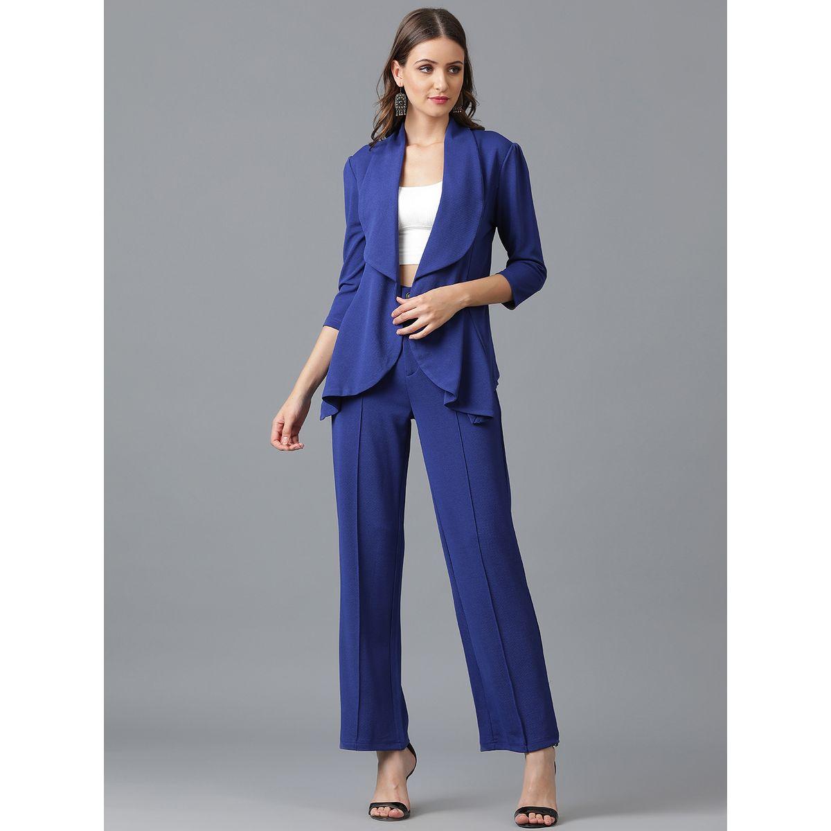 Kotty X Styli  Solid Open Front Blazer & Pants Co-Ords Set-women-clothing-coordsets-image-1