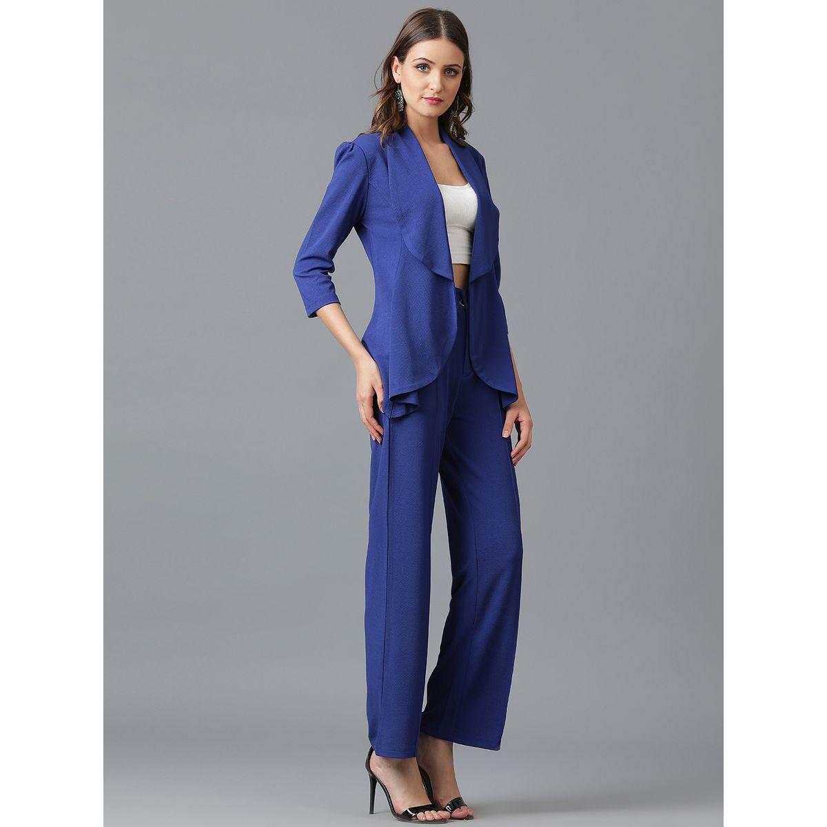 Kotty X Styli  Solid Open Front Blazer & Pants Co-Ords Set-women-clothing-coordsets-image-2