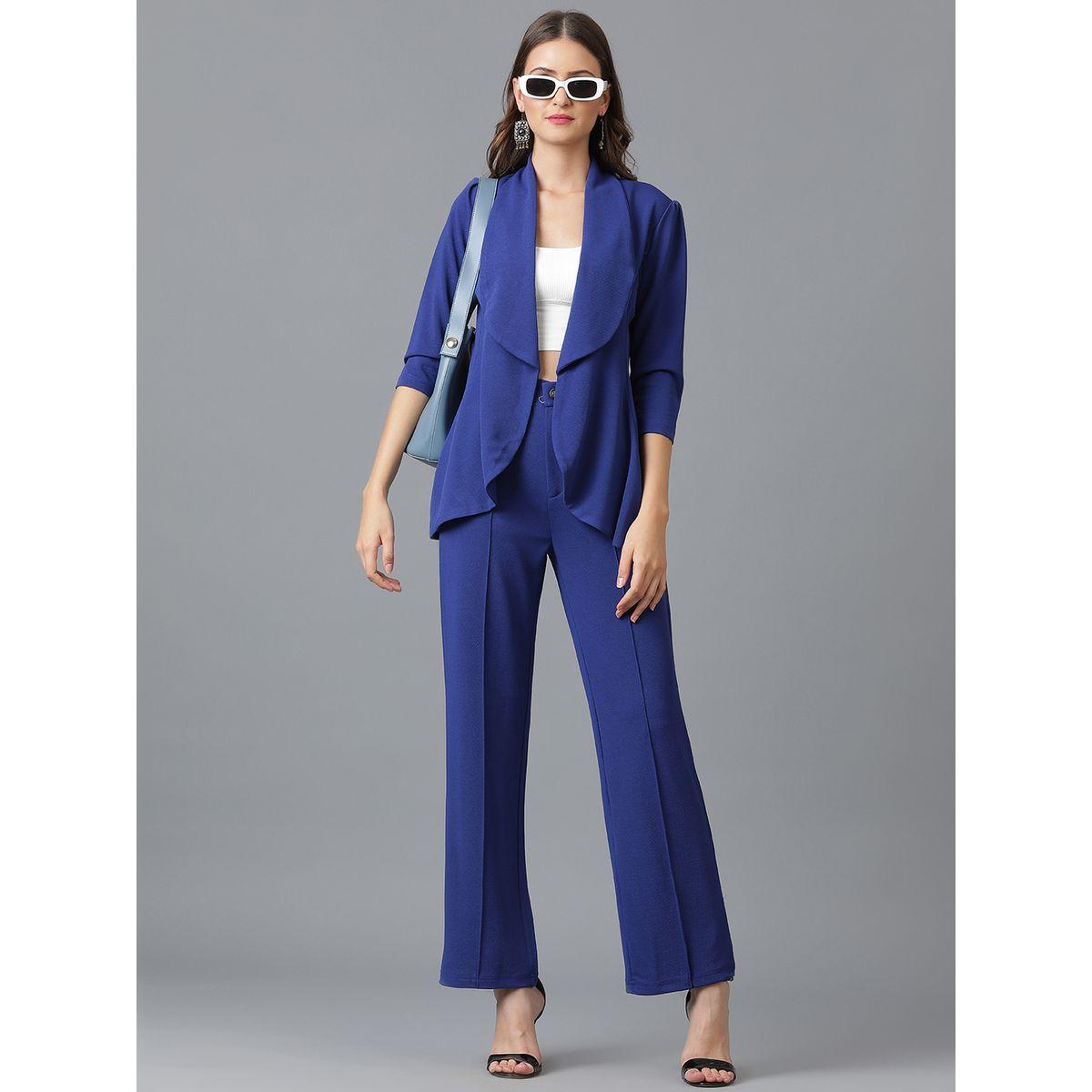 Kotty X Styli  Solid Open Front Blazer & Pants Co-Ords Set-women-clothing-coordsets-image-4