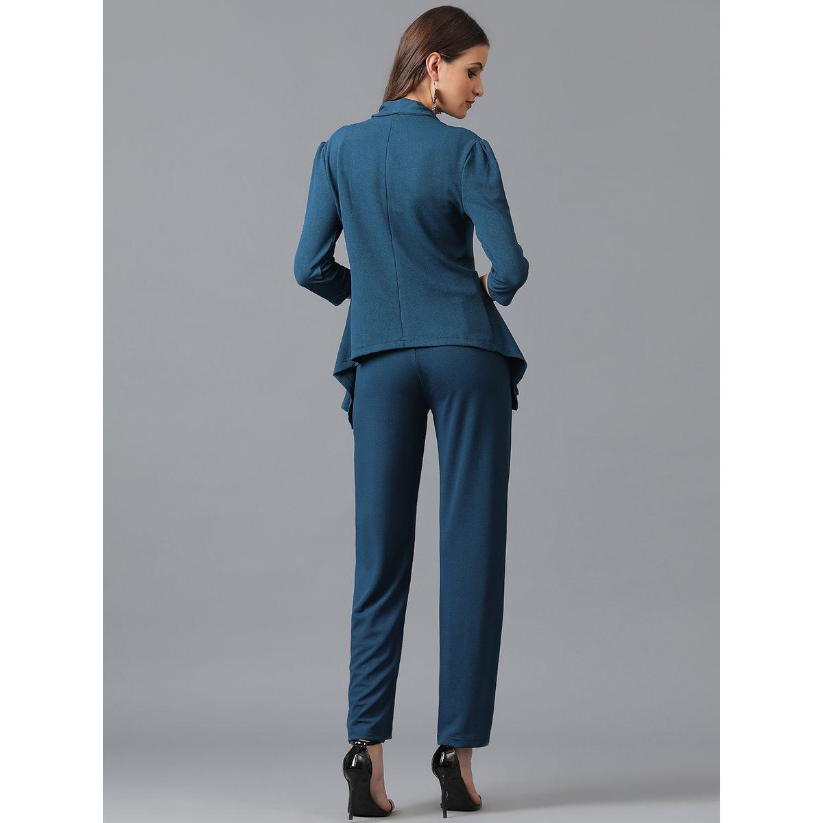 طقم منسق من بنطال وبليزر سادة مفتوح من الامام كوتي × ستايلي-women-clothing-coordsets-image-5