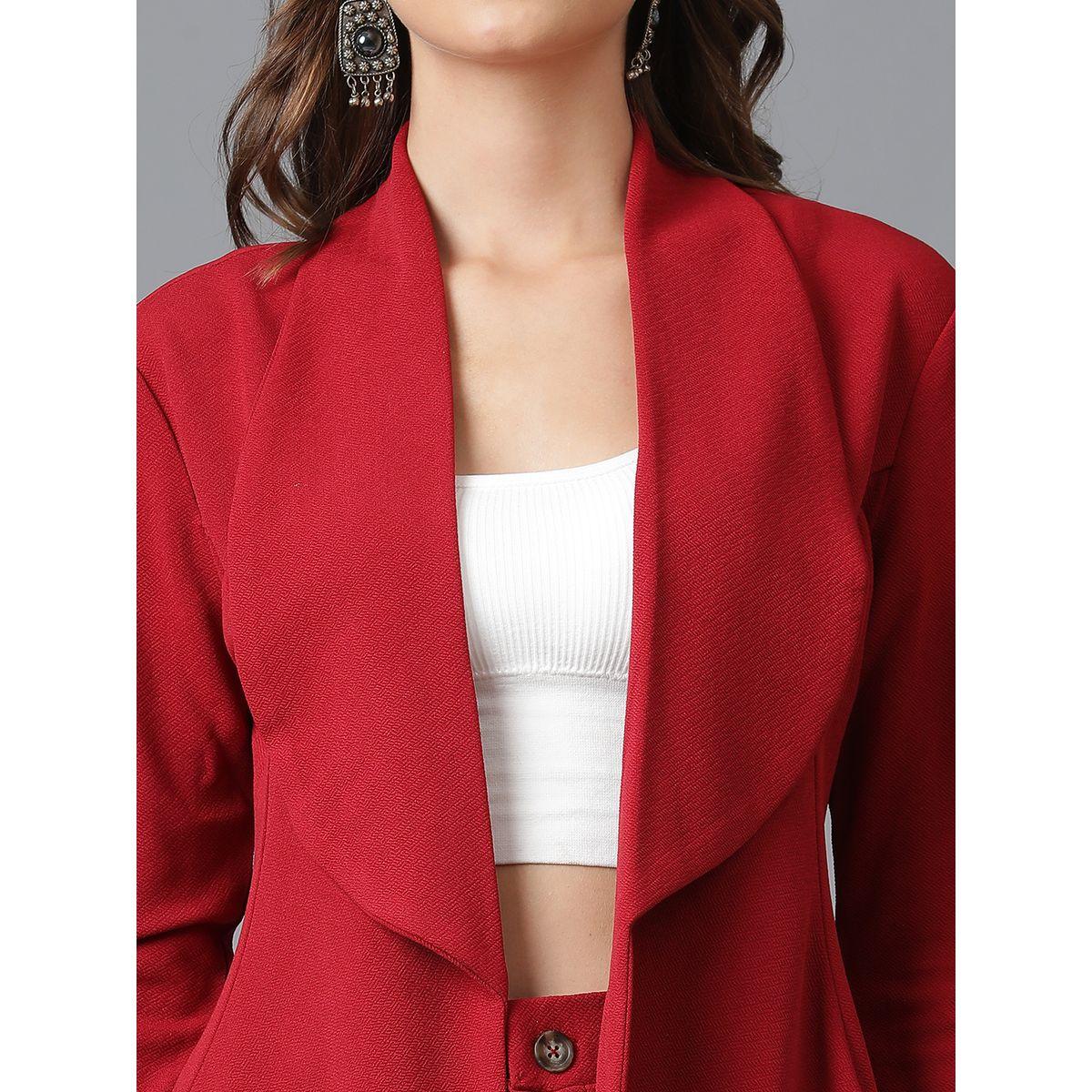 طقم منسق من بنطال وبليزر سادة مفتوح من الامام كوتي × ستايلي-women-clothing-coordsets-image-3