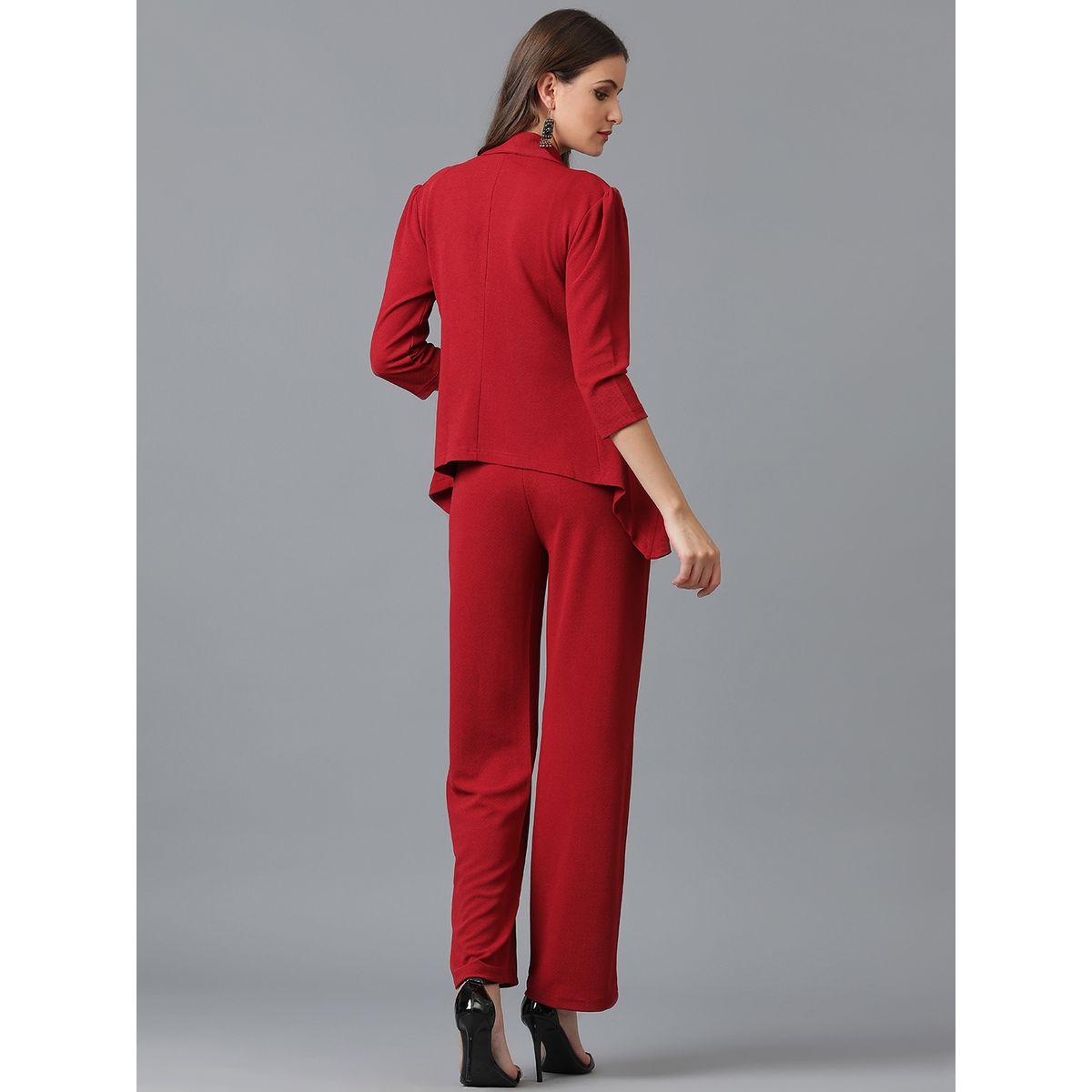 طقم منسق من بنطال وبليزر سادة مفتوح من الامام كوتي × ستايلي-women-clothing-coordsets-image-5