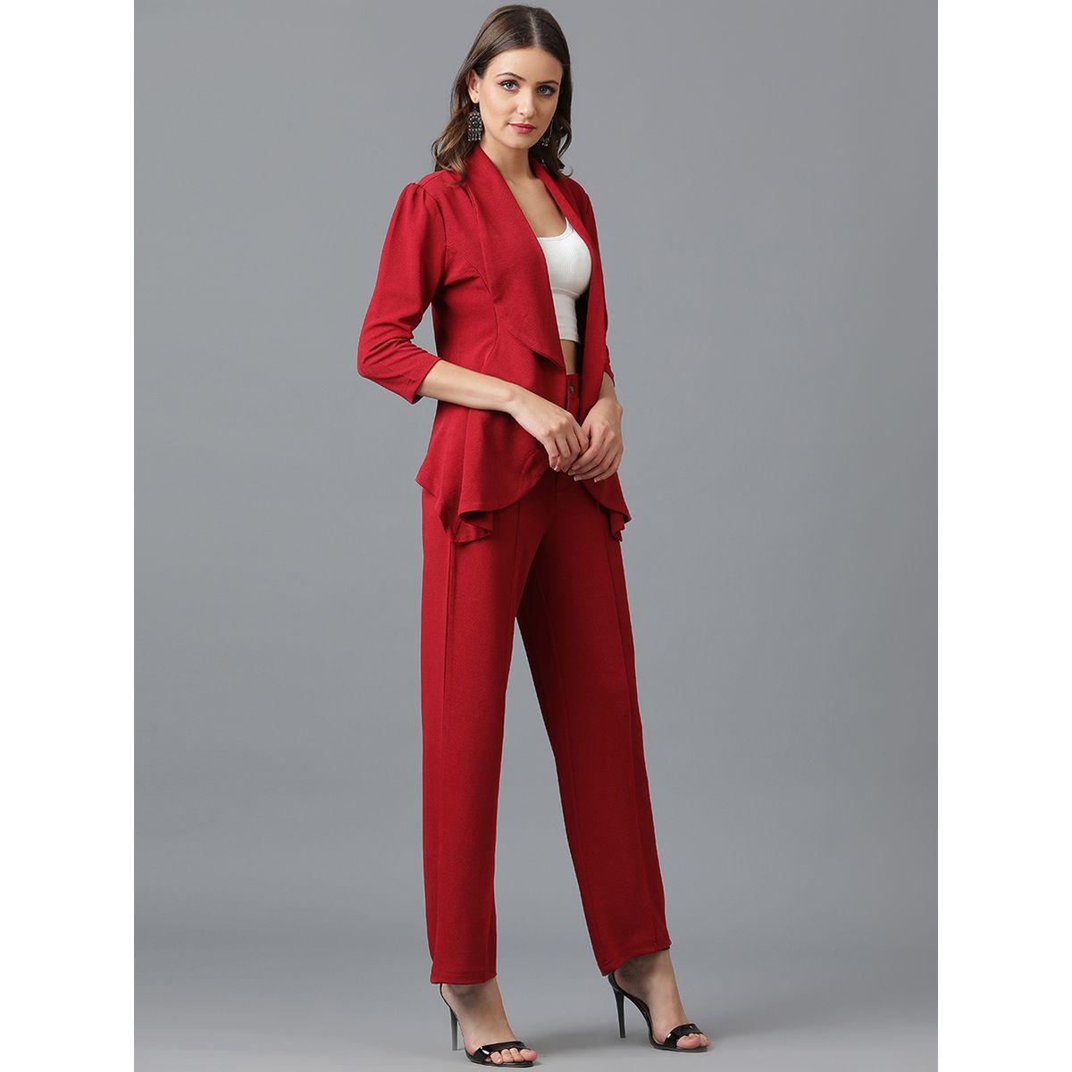Kotty X Styli  Solid Open Front Blazer & Pants Co-Ords Set-women-clothing-coordsets-image-7