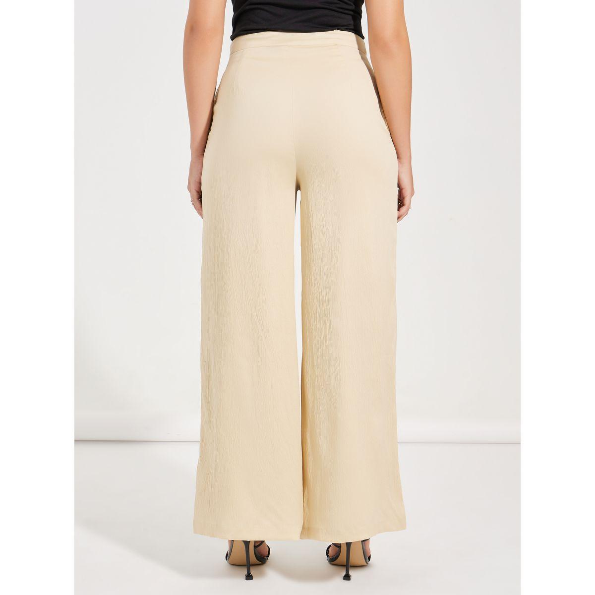 Styli Textured Wide Leg Pants with Concealed Zip-women-clothing-bottoms-trousers-image-4