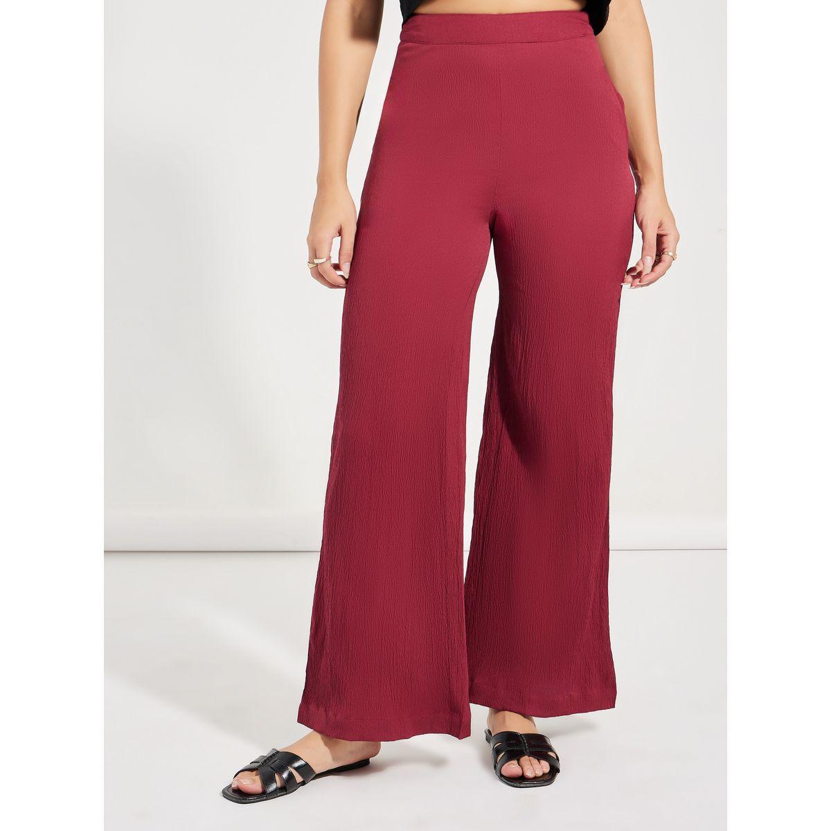Styli Textured Wide Leg Pants with Concealed Zip-women-clothing-bottoms-trousers-image-2