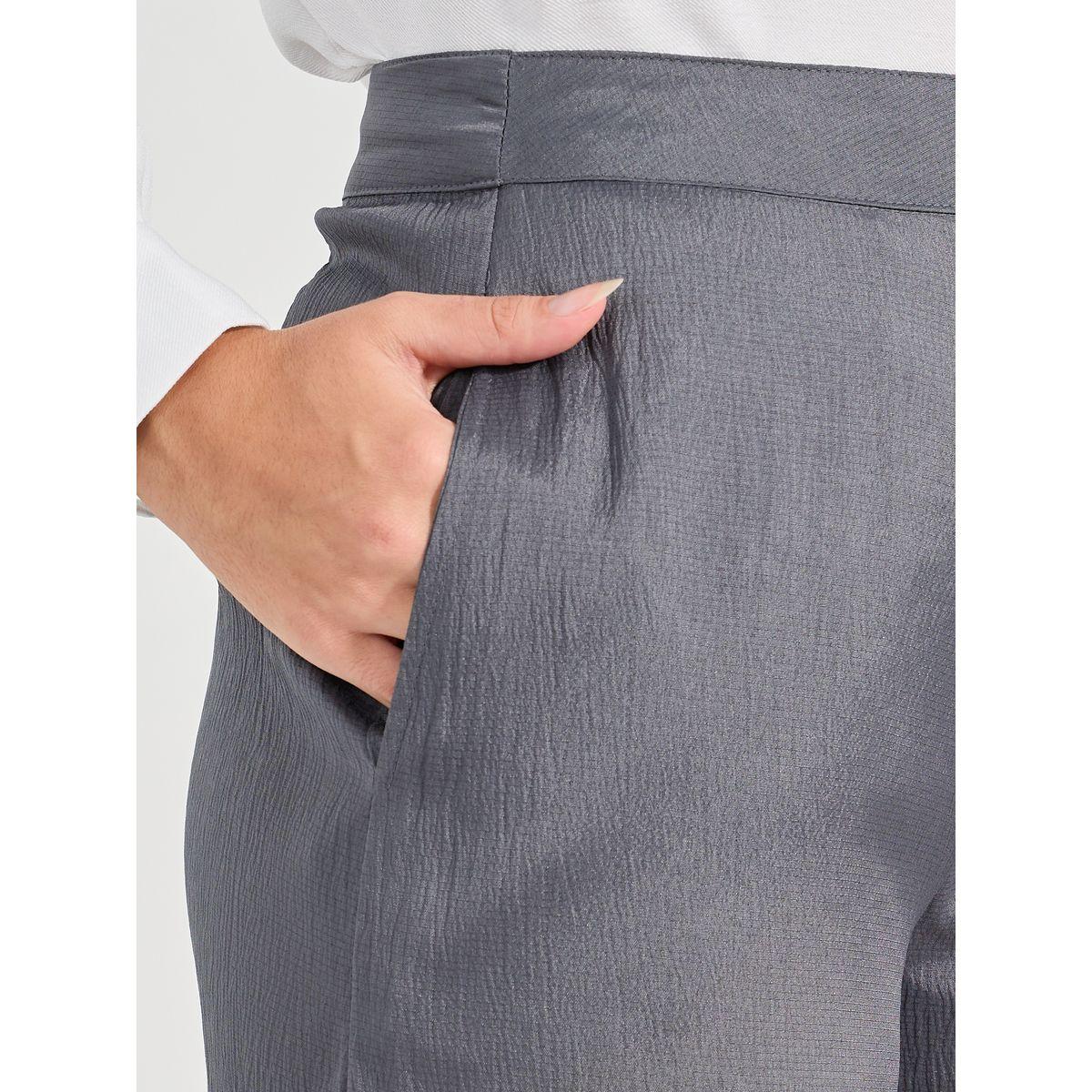 Styli Textured Wide Leg Pants with Concealed Zip-women-clothing-bottoms-trousers-image-3