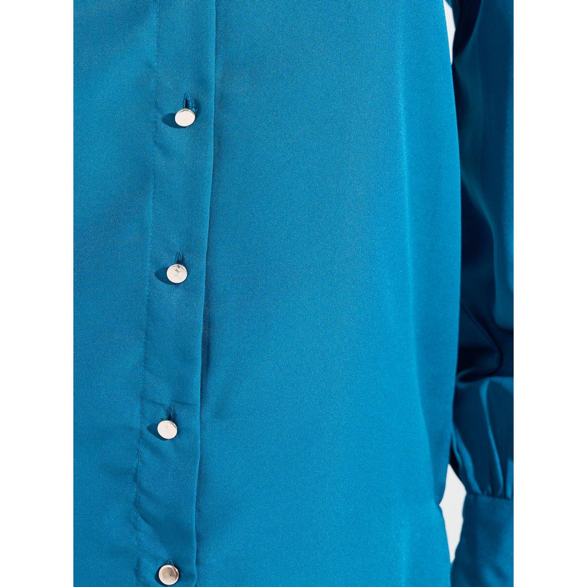 Styli Elevate Solid Button Down Shirt with Long Bishop Sleeve-women-clothing-shirtsandblouses-shirts-image-4