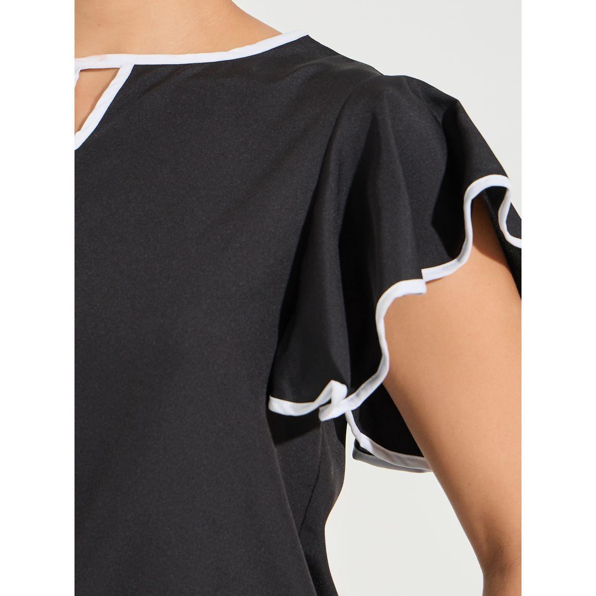 Styli Elevate Regular Fit Ruffled Sleeve Contrast Piping Top-women-clothing-shirtsandblouses-blouses-image-4
