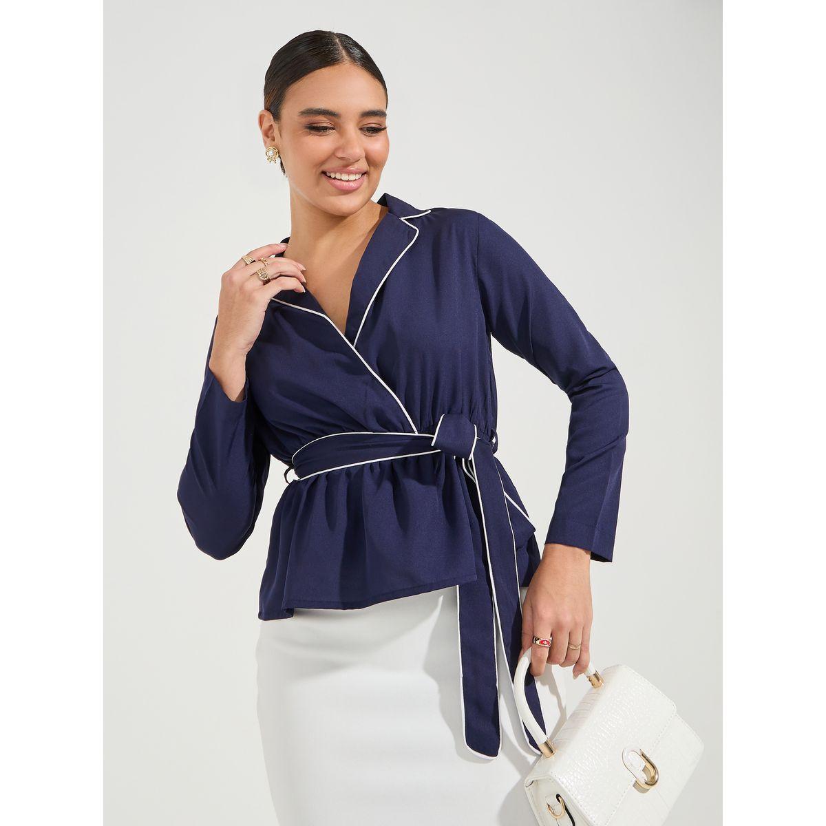 Styli Elevate Regular Fit Mock Wrap Collared Top-women-clothing-shirtsandblouses-blouses-image-1