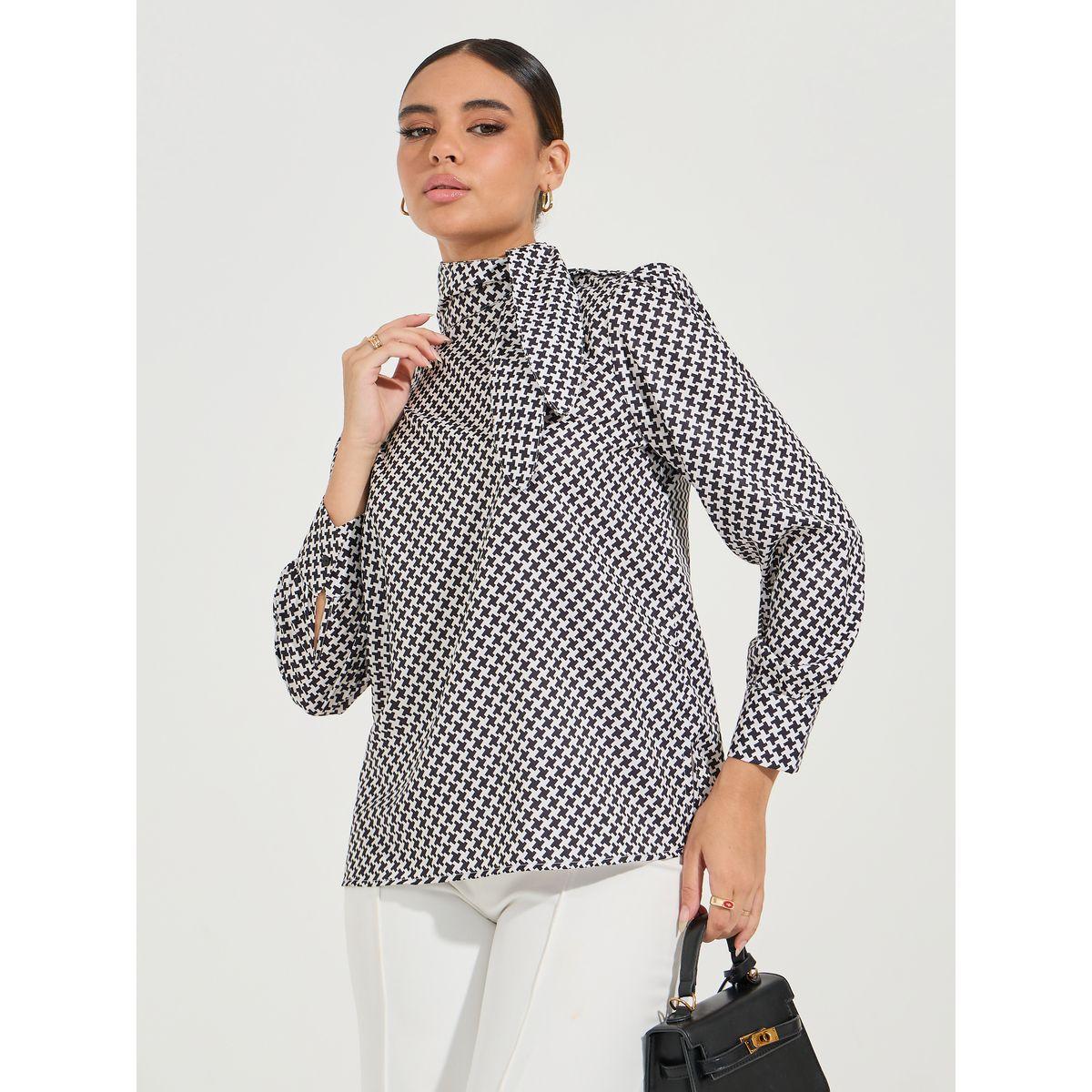 بلوزة مطبعة بالكامل مع ياقة بأربطة-women-clothing-shirtsandblouses-blouses-image-3