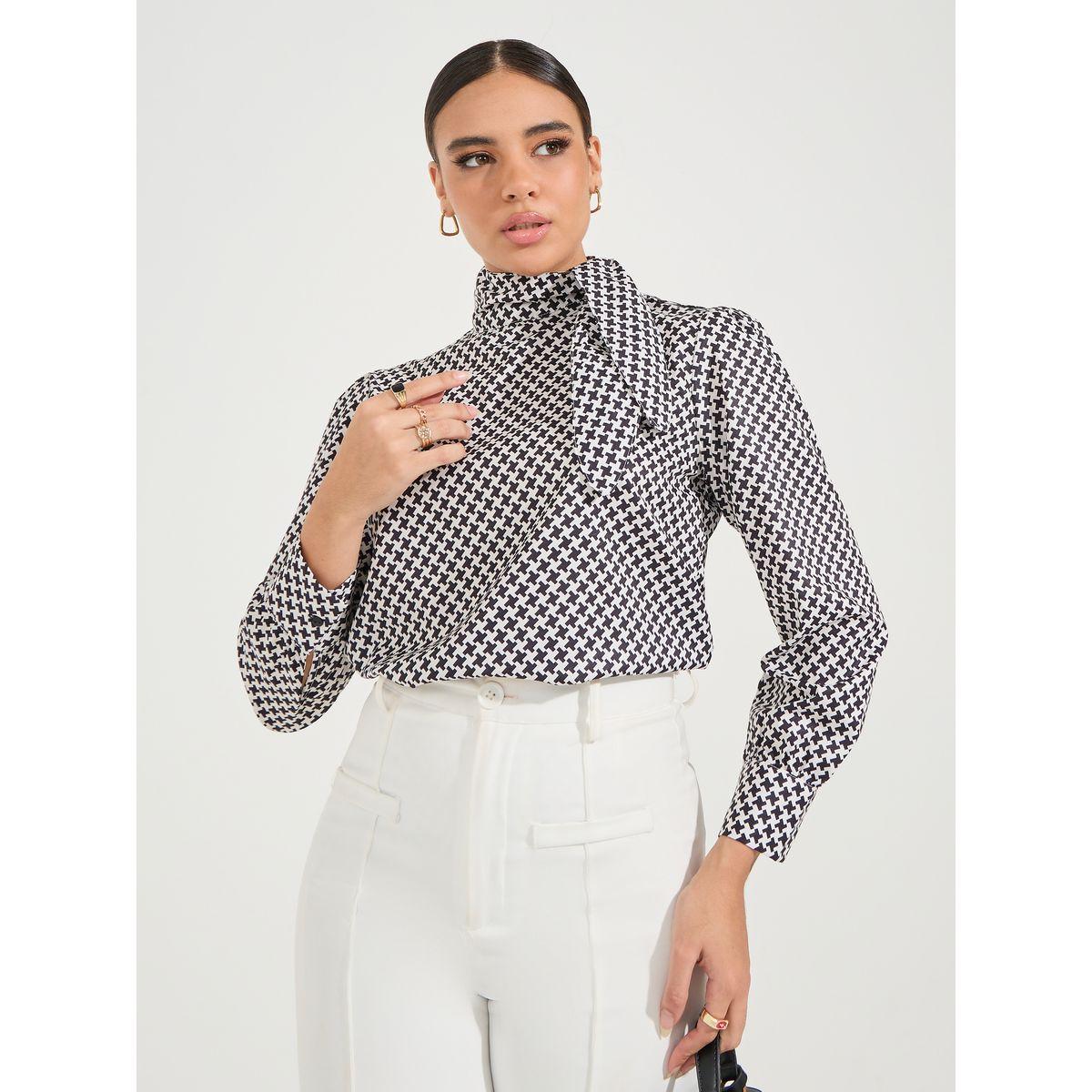 Styli Elevate AOP Regular Fit Tie-Up Neck Top-women-clothing-shirtsandblouses-blouses-image-4
