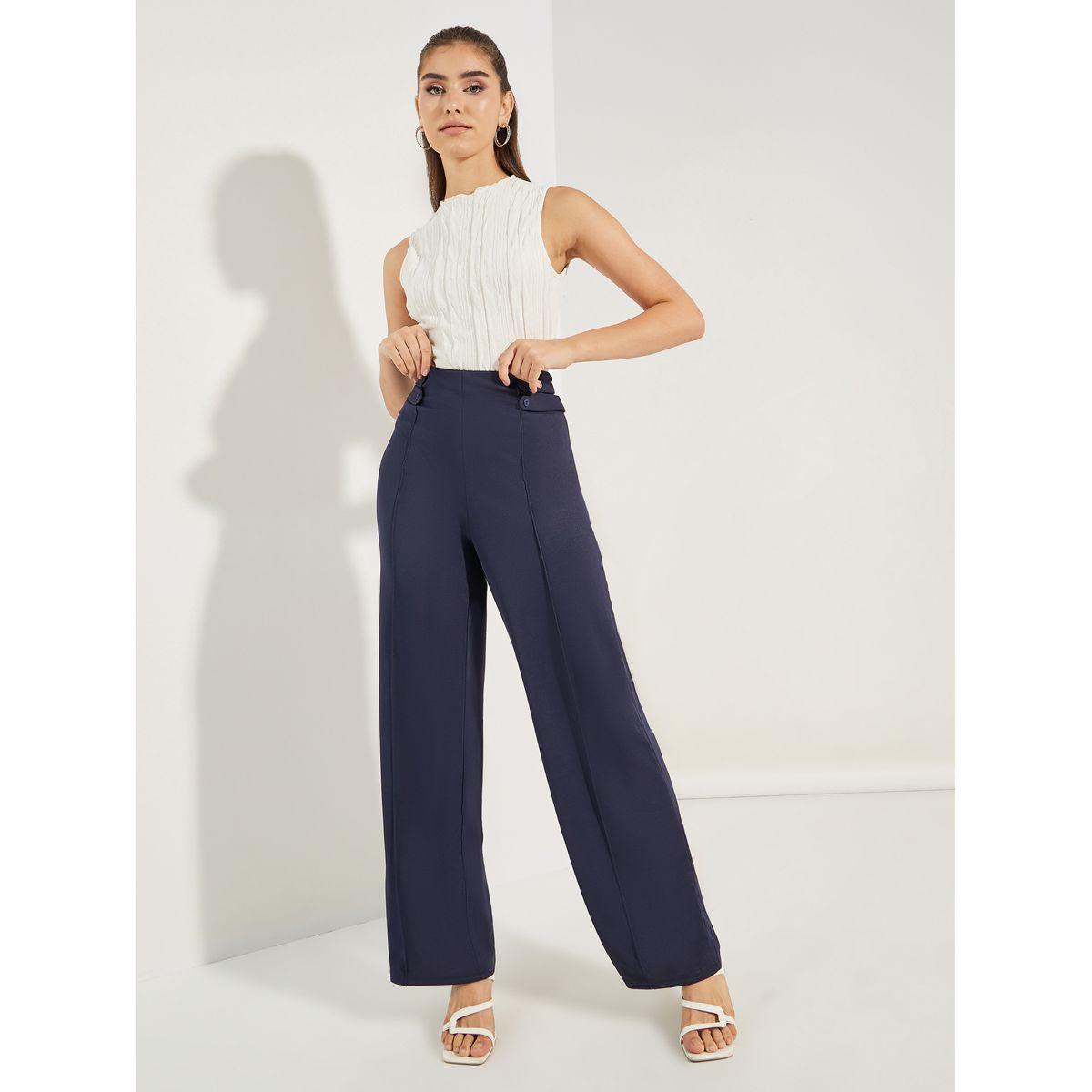 Styli Wide Leg Pintuck Pants with Button Detail-women-clothing-bottoms-trousers-image-1