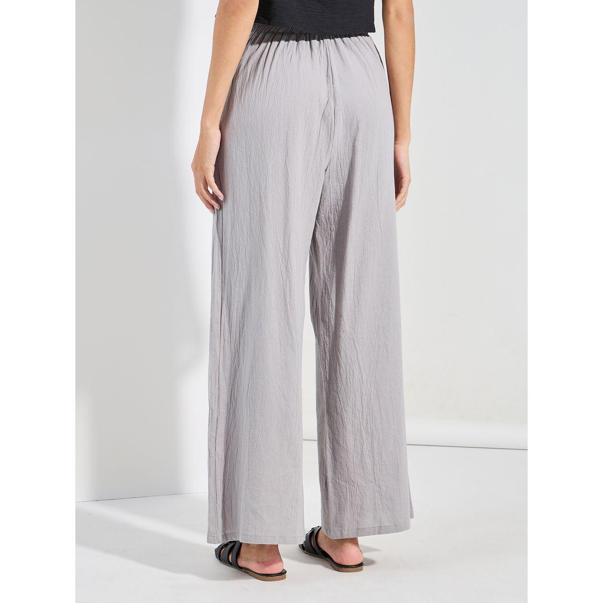 Styli Textured Wide Leg Pants with Button Detail-women-clothing-bottoms-trousers-image-4