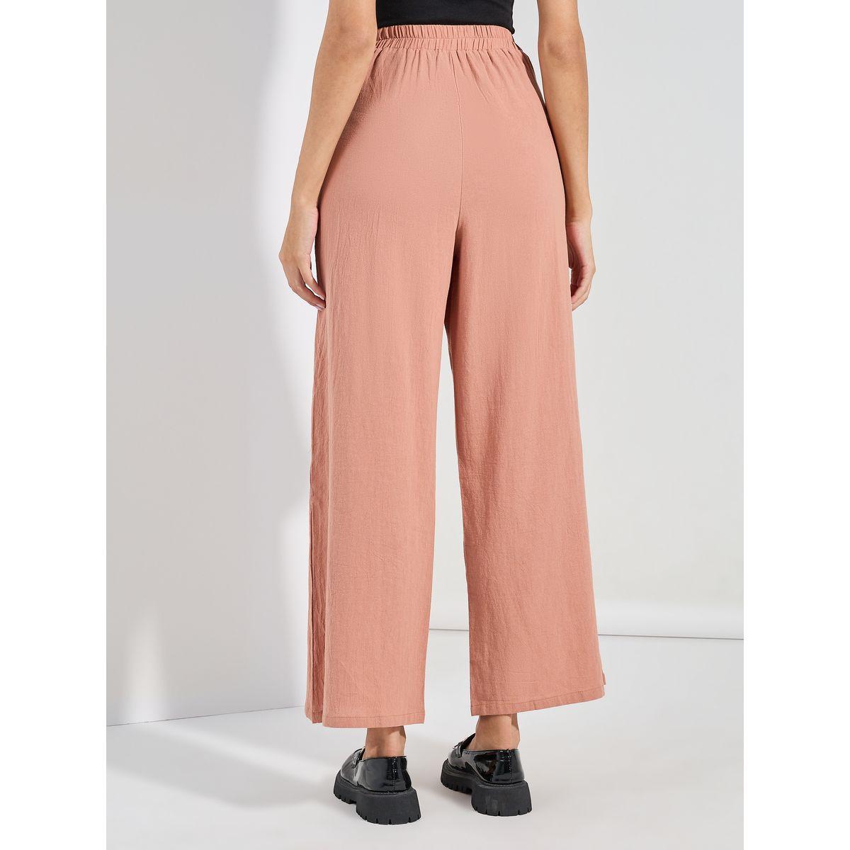 Styli Textured Wide Leg Pants with Button Detail-women-clothing-bottoms-trousers-image-4