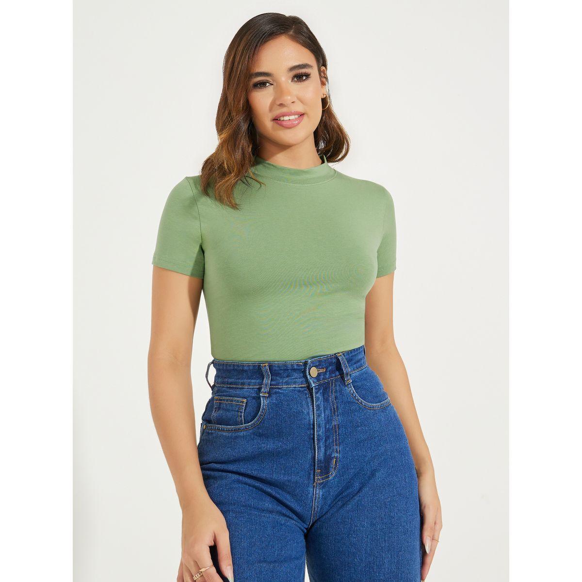 Styli Cotton Stretch Fitted High Neck T-Shirt-women-clothing-tshirts-image-1