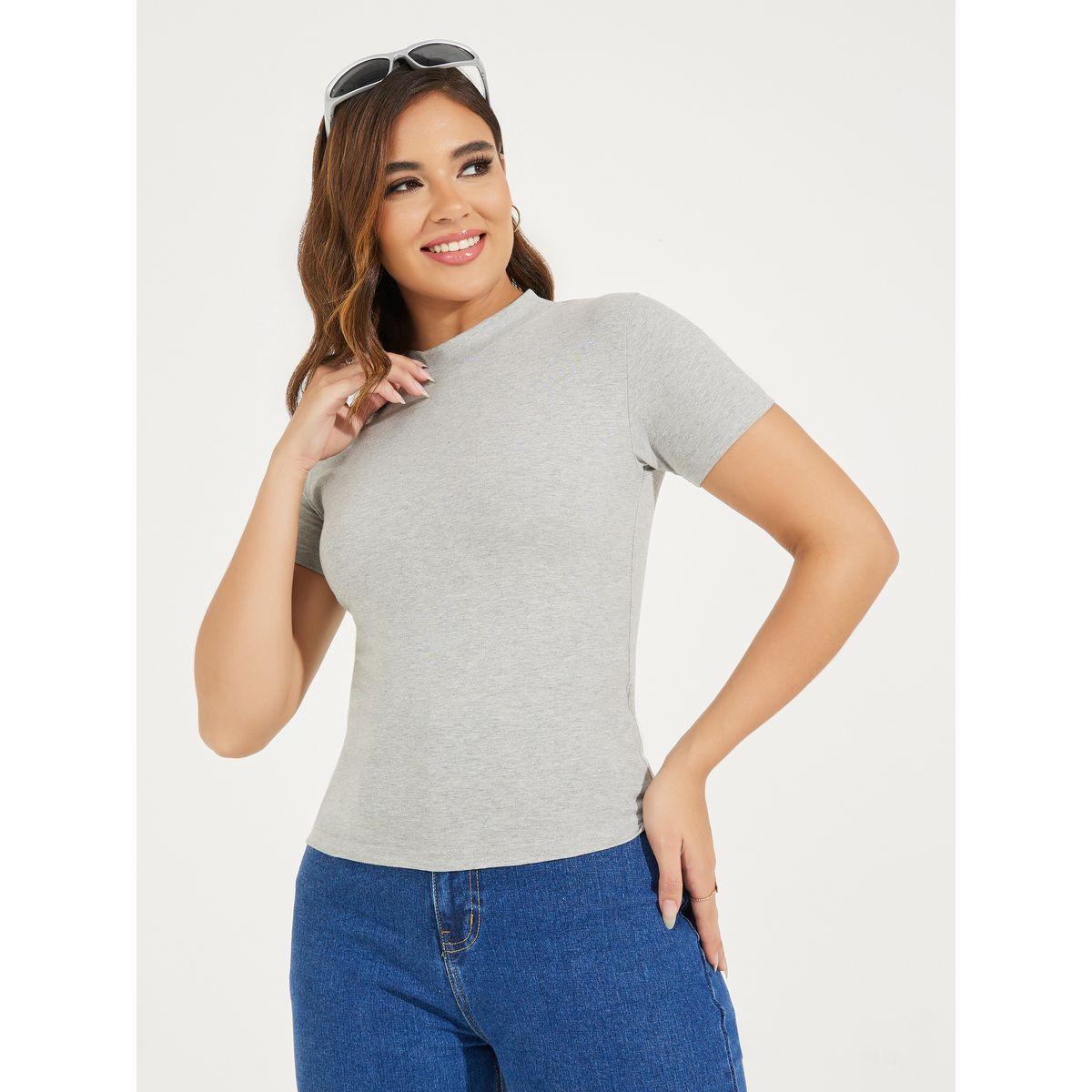Styli Cotton Stretch Fitted High Neck T-Shirt-women-clothing-tshirts-image-2