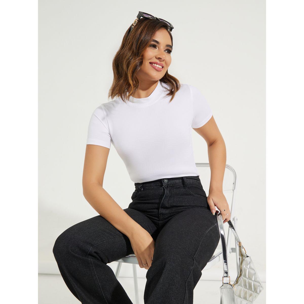 Styli Cotton Stretch Fitted High Neck T-Shirt-women-clothing-tshirts-image-1