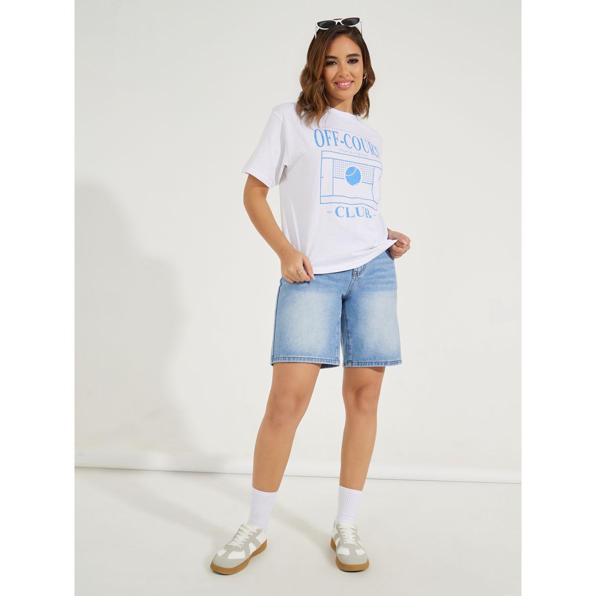 تيشيرت بقصة بوكسي وطبعة جرافيك-women-clothing-tshirts-image-3