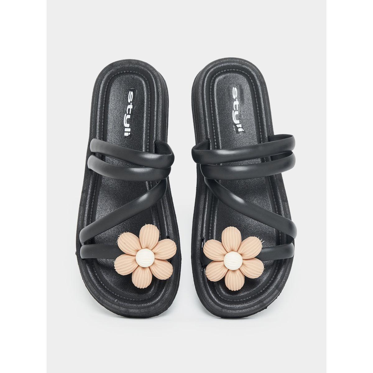 Styli Flower Decor Cross Strap Slides-women-shoes-flipflopsandslides-image-6