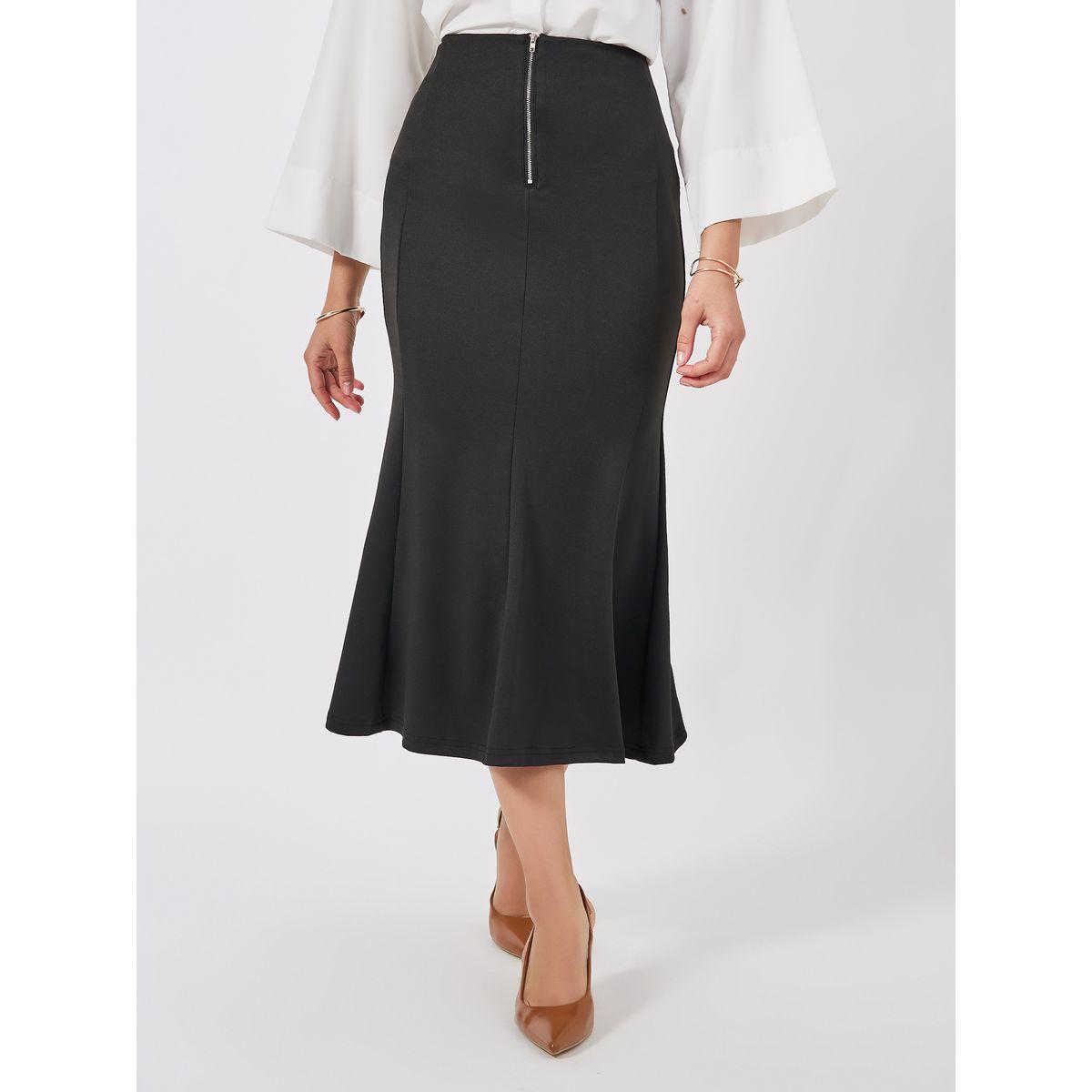 تنورة ميدي بحافة كشكش ونصف سحَّاب غلق-women-clothing-bottoms-skirts-image-1