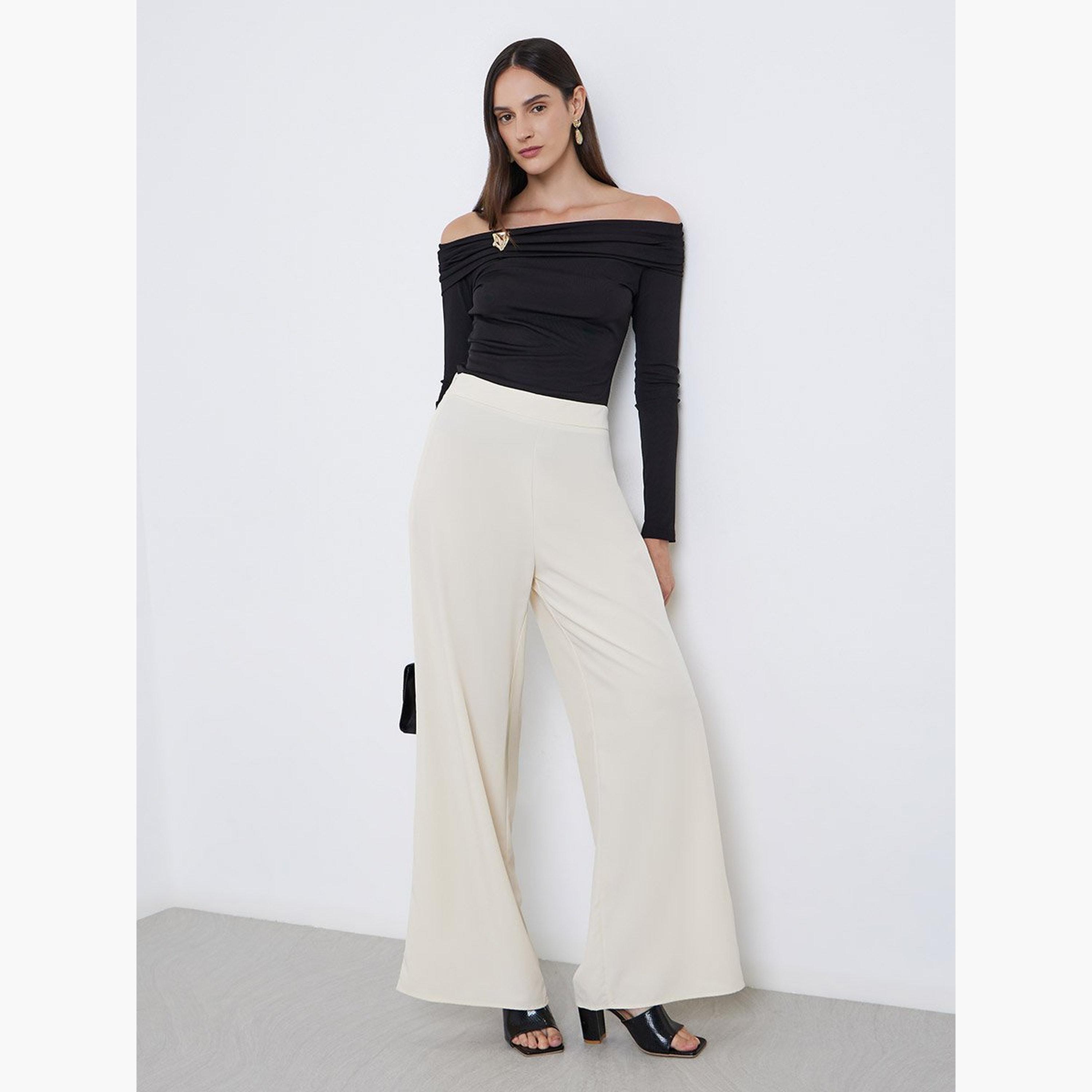ستايلي - بنطال كريمي واسع الساق-women-clothing-bottoms-trousers-image-2