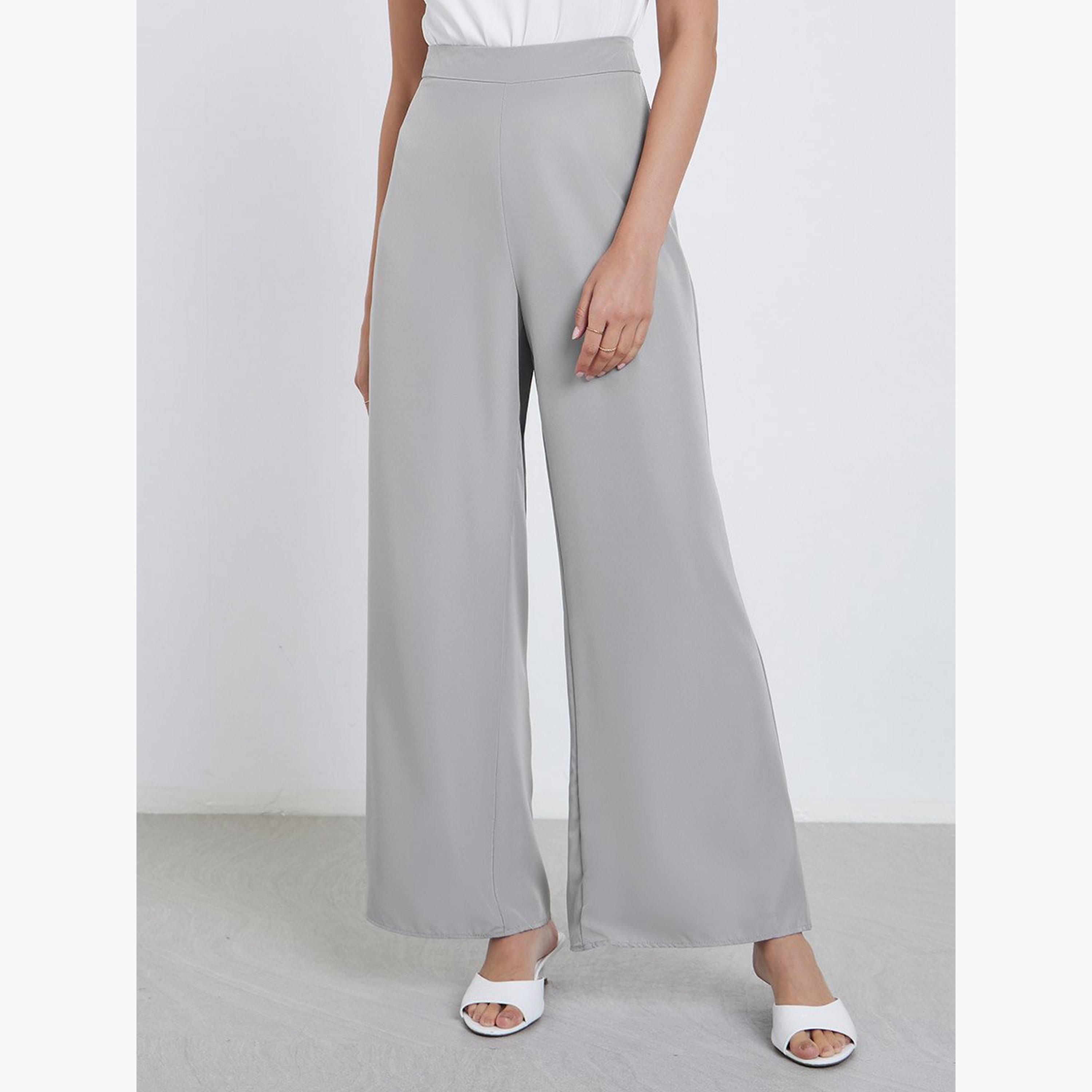 ستايلي - بنطال رمادي واسع الساق-women-clothing-bottoms-trousers-image-1