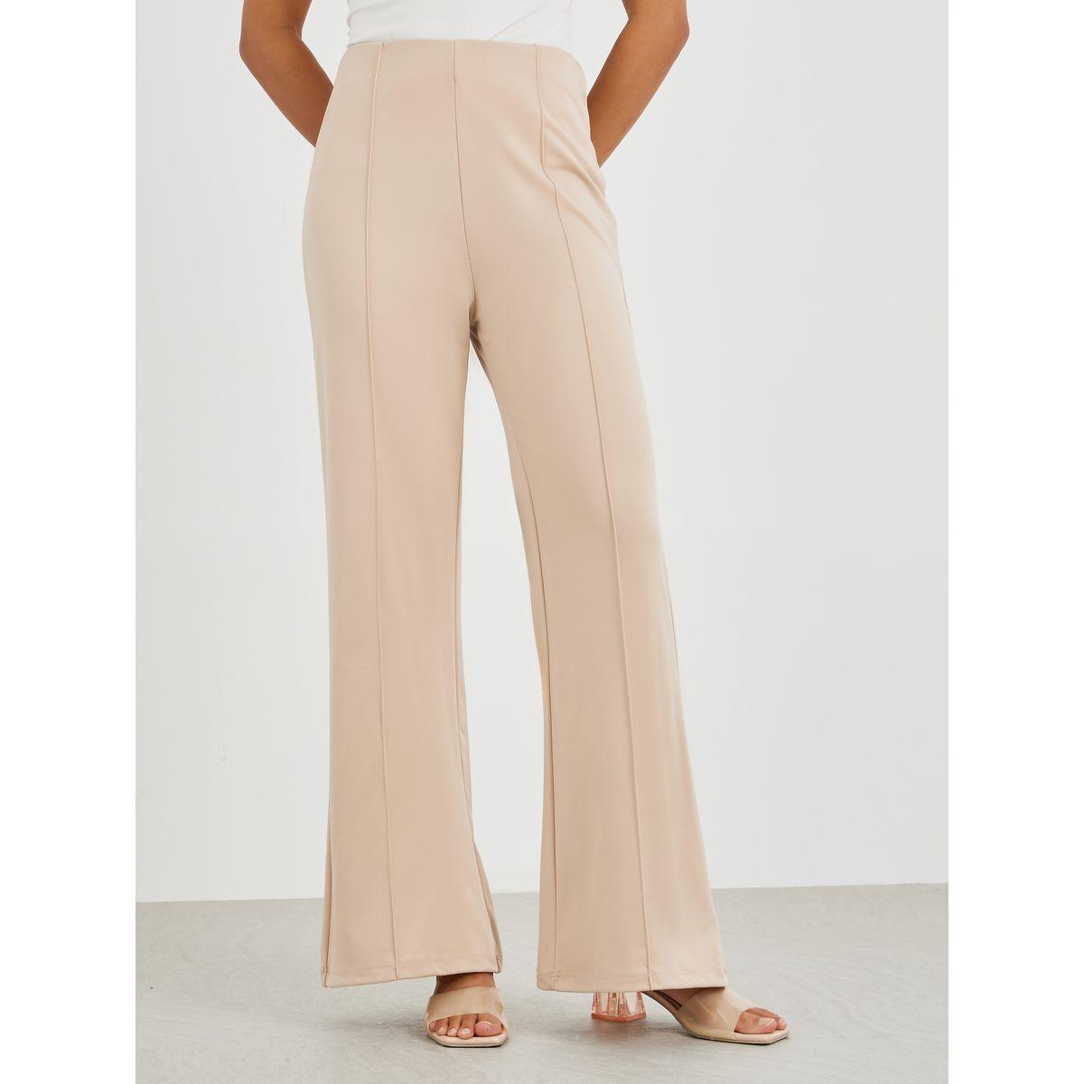 بنطال بأرجل واسعة وخصر عالي مع تفاصيل محزوزة-women-clothing-bottoms-trousers-image-2