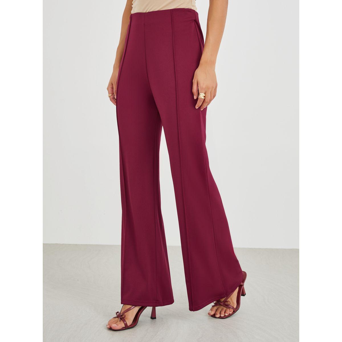 بنطال بأرجل واسعة وخصر عالي مع تفاصيل محزوزة-women-clothing-bottoms-trousers-image-2