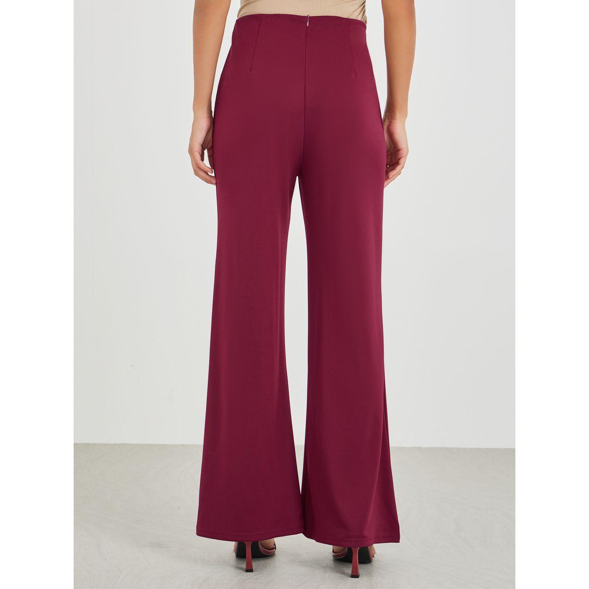 بنطال بأرجل واسعة وخصر عالي مع تفاصيل محزوزة-women-clothing-bottoms-trousers-image-4