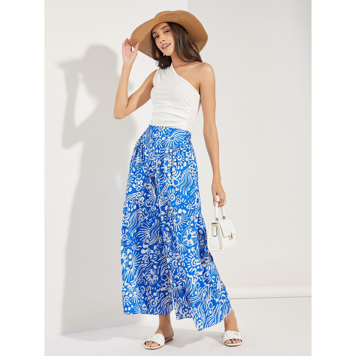 بنطال قصير مطبع بالكامل مع خصر عريض-women-clothing-bottoms-trousers-image-1