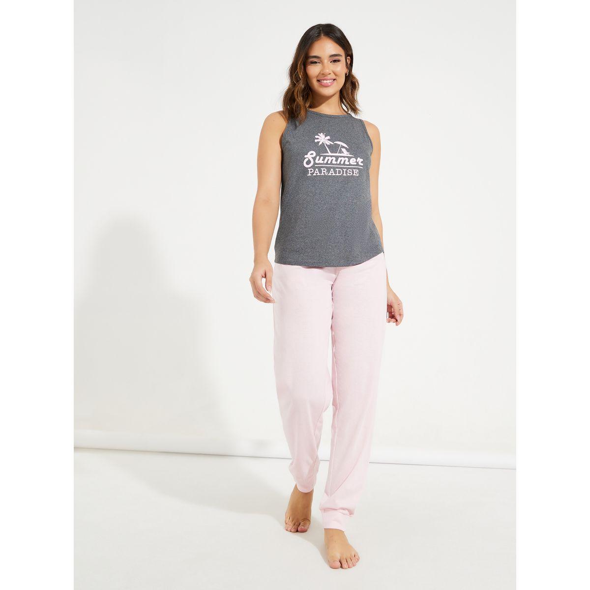 Styli Unwind Summer Paradise Print Vest & Cuffed Pyjama Set-women-clothing-nightwear-pyjamas-longsets-image-1