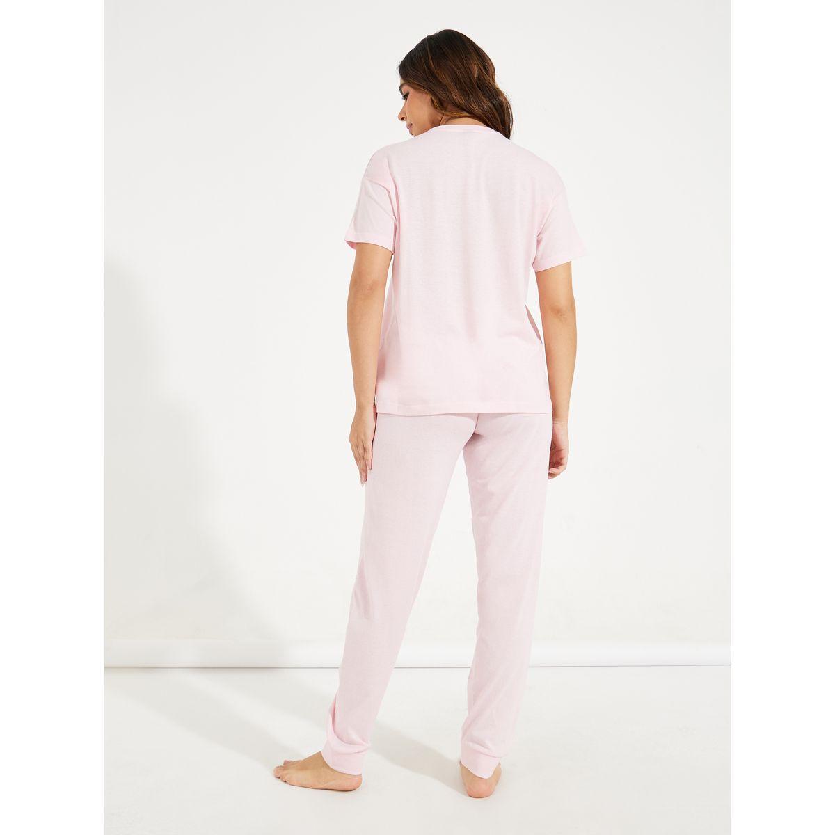 طقم من بنطال بيجاما مع تيشيرت بأكتاف منخفضة-women-clothing-nightwear-pyjamas-longsets-image-5