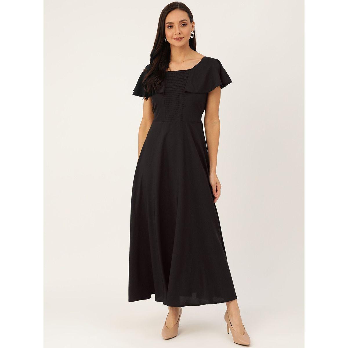 U&F X Styli  Square Neck A-Line Maxi Dress with Frill Sleeves-women-clothing-dresses-image-1