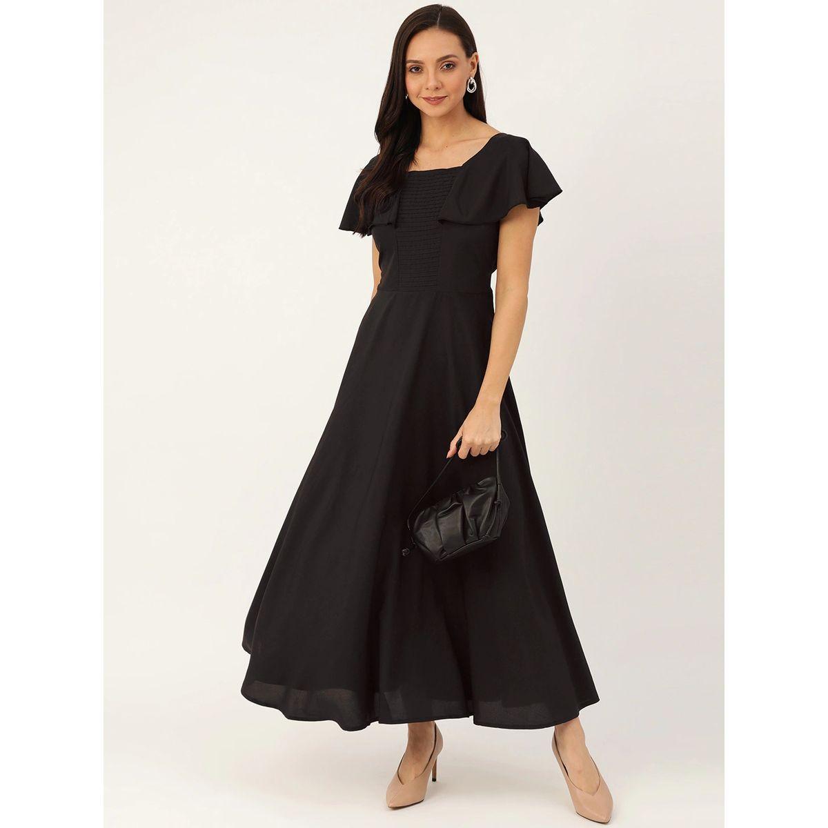 U&F X Styli  Square Neck A-Line Maxi Dress with Frill Sleeves-women-clothing-dresses-image-2