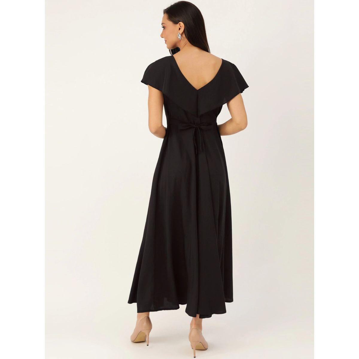 U&F X Styli  Square Neck A-Line Maxi Dress with Frill Sleeves-women-clothing-dresses-image-4
