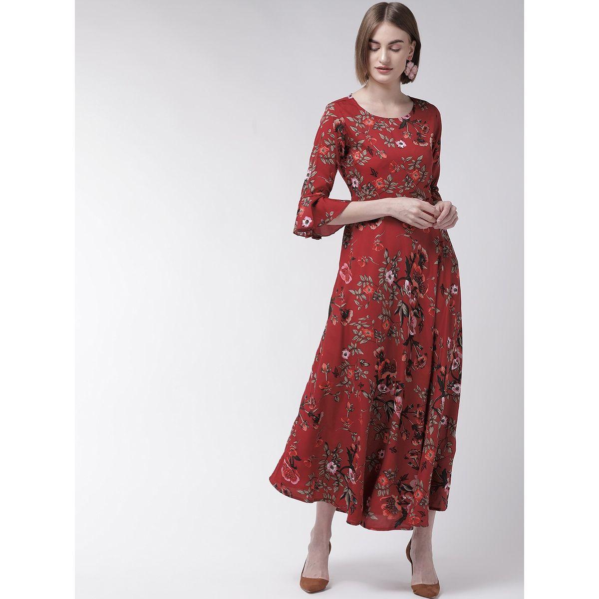 فستان طويل مطبع بزهور مع اكمام بنمط جرس يو آند إف × ستايلي-women-clothing-dresses-image-2