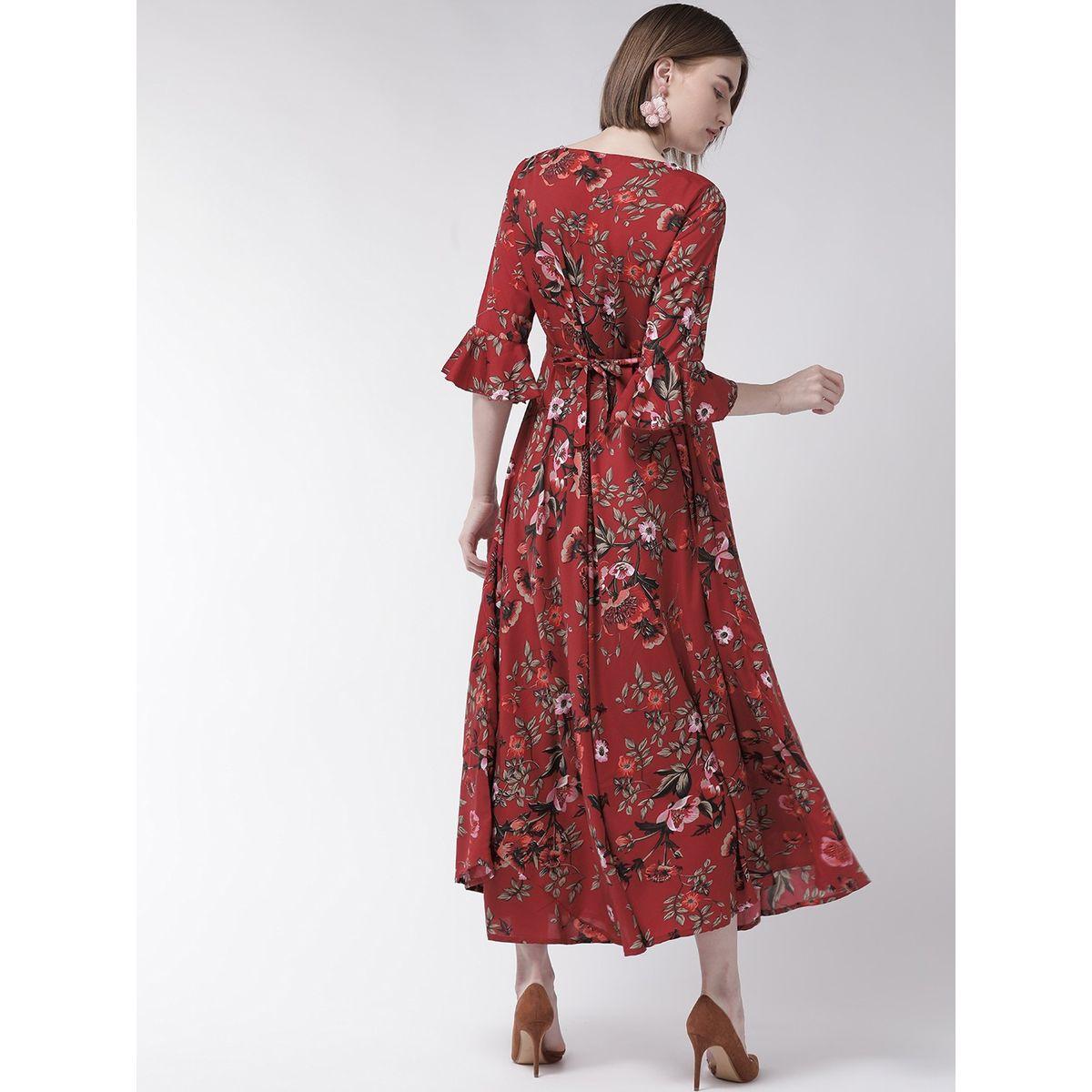 U&F X Styli  Floral Print A-Line Maxi Dress with Bell Sleeves-women-clothing-dresses-image-3