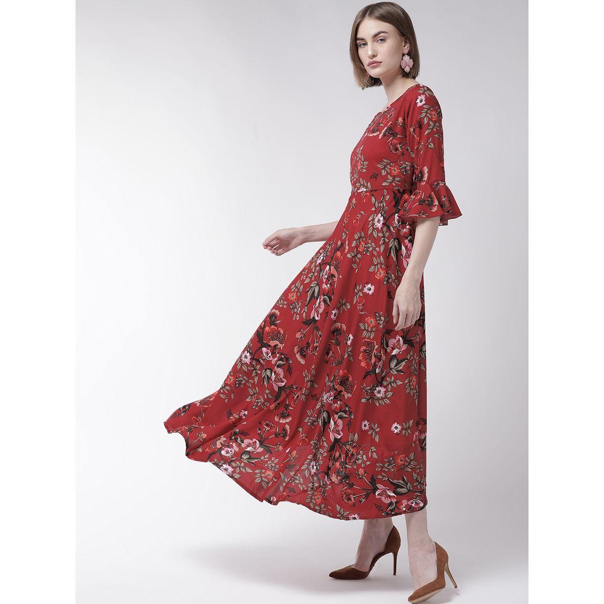 U&F X Styli  Floral Print A-Line Maxi Dress with Bell Sleeves-women-clothing-dresses-image-4