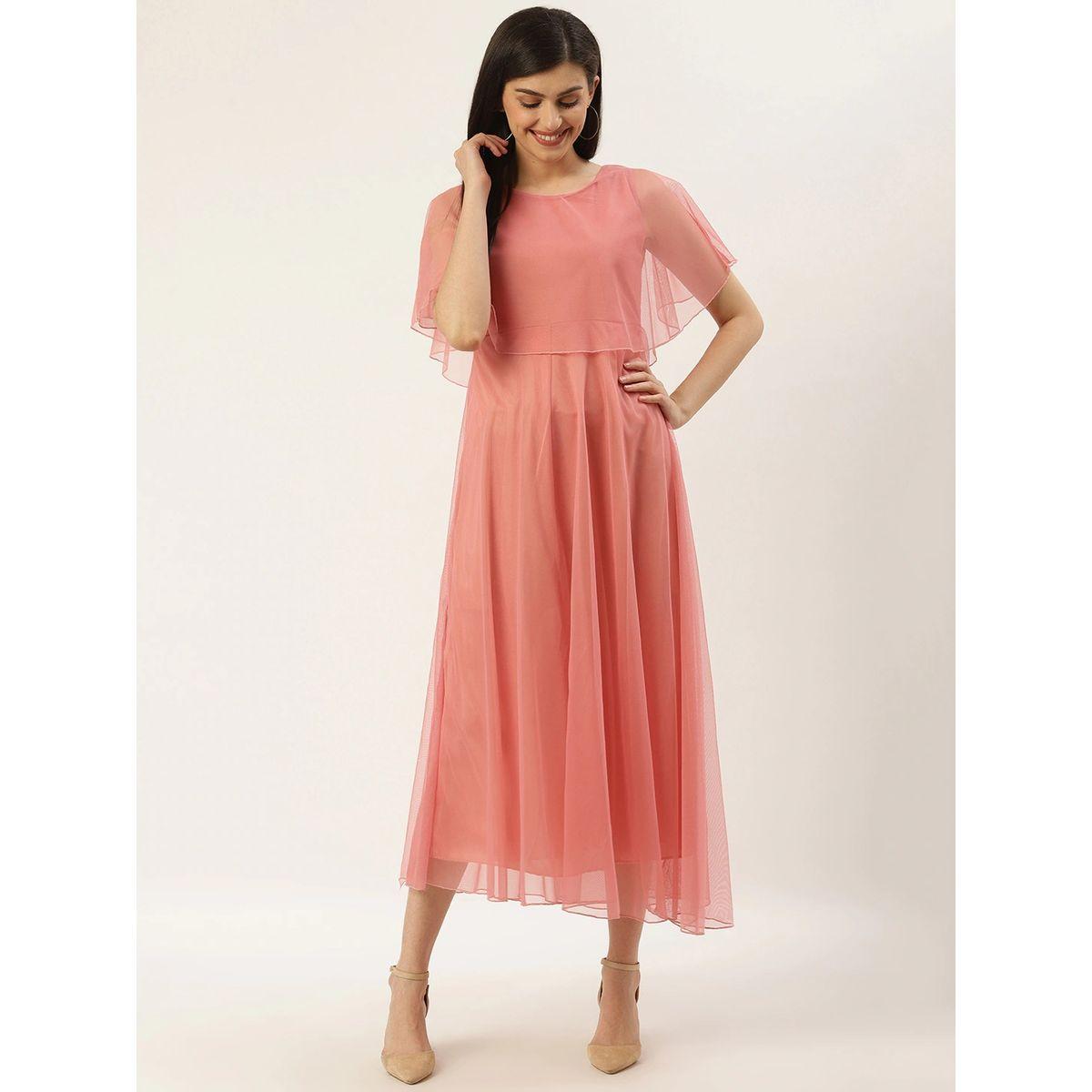 فستان ميدي مزين بطبقة رداء شبكية يو آند إف × ستايلي-women-clothing-dresses-image-1