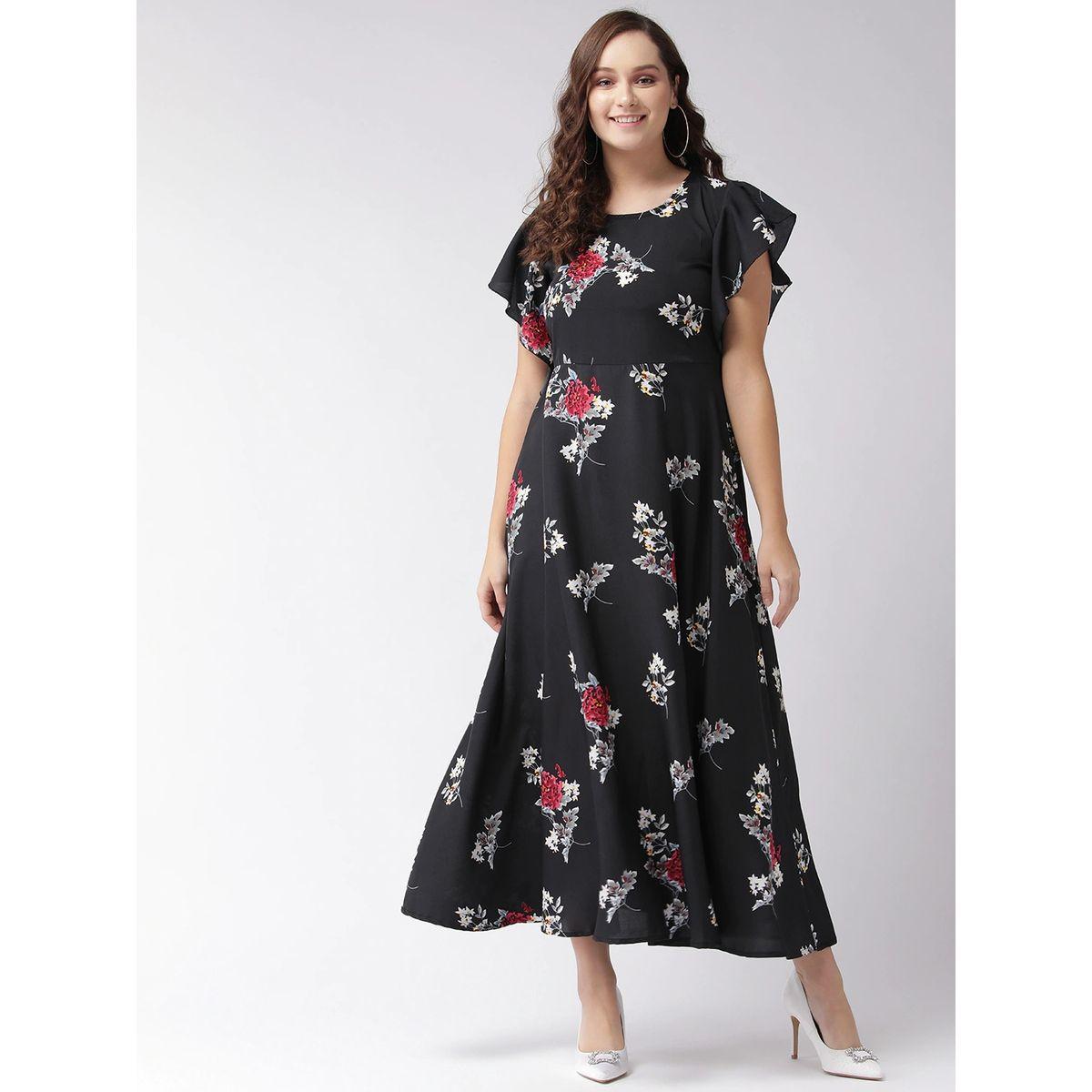 U&F X Styli  Floral Print A-Line Maxi Dress with Frill Sleeves-women-clothing-dresses-image-1