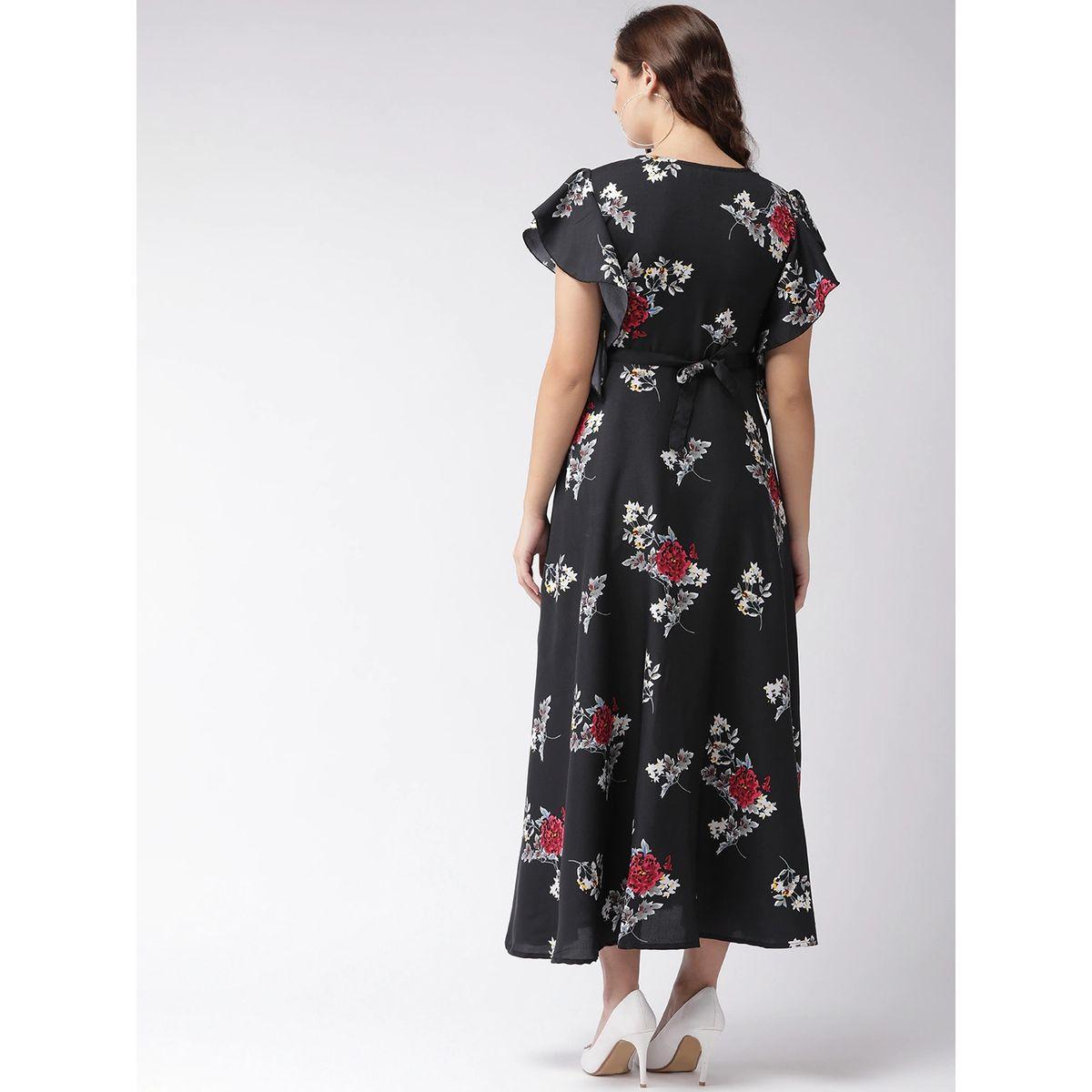 فستان طويل مطبع بزهور مع اكمام بكشكش يو آند إف × ستايلي-women-clothing-dresses-image-2