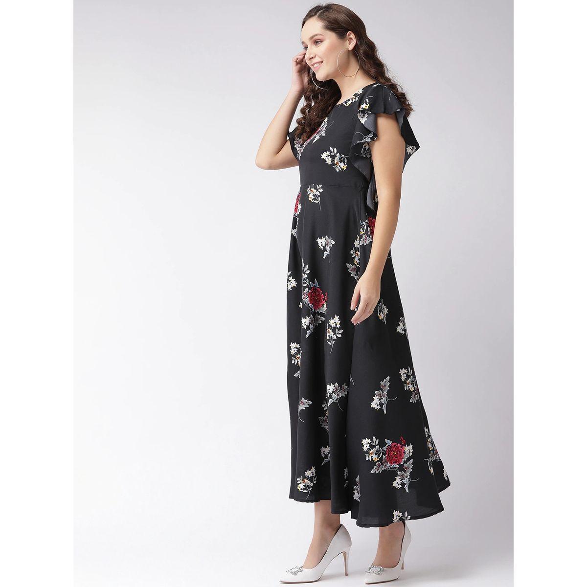 U&F X Styli  Floral Print A-Line Maxi Dress with Frill Sleeves-women-clothing-dresses-image-3