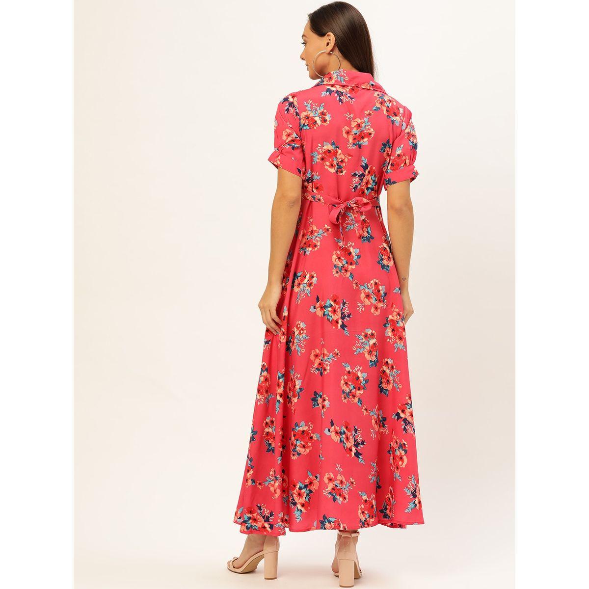 فستان طويل مطبع بزهور مع ياقة بطية يو آند إف × ستايلي-women-clothing-dresses-image-3