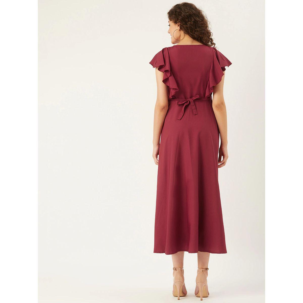 U&F X Styli  Embroidery Detail A-Line Midi Dress with Frill Sleeves-women-clothing-dresses-image-3