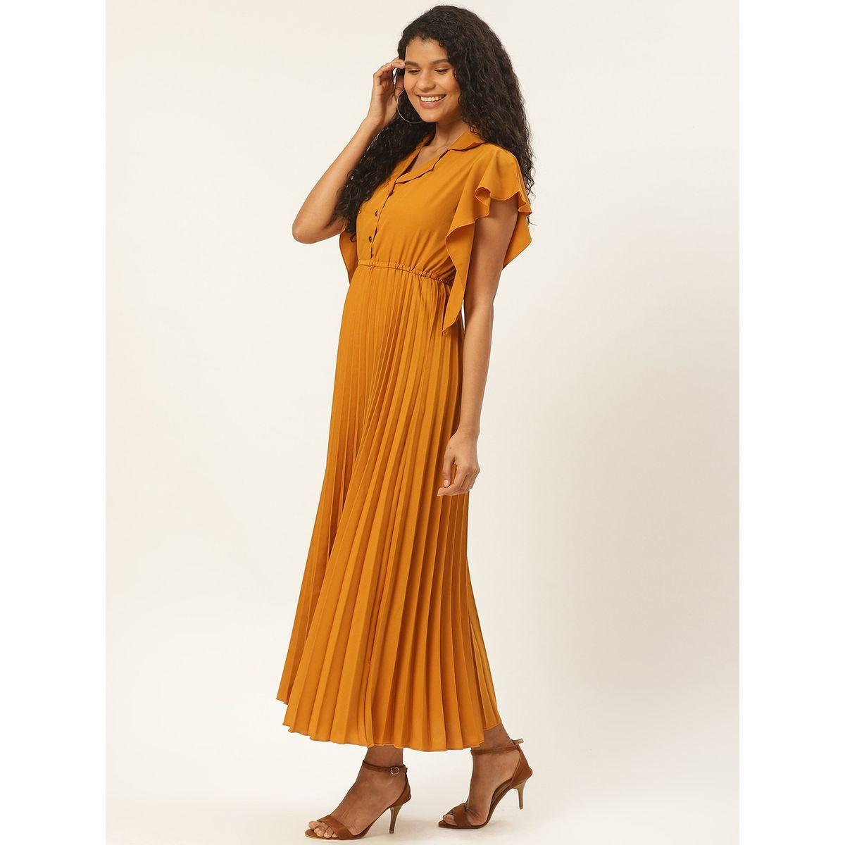 U&F X Styli  Pleated A-Line Maxi Dress with Frill Sleeves-women-clothing-dresses-image-4