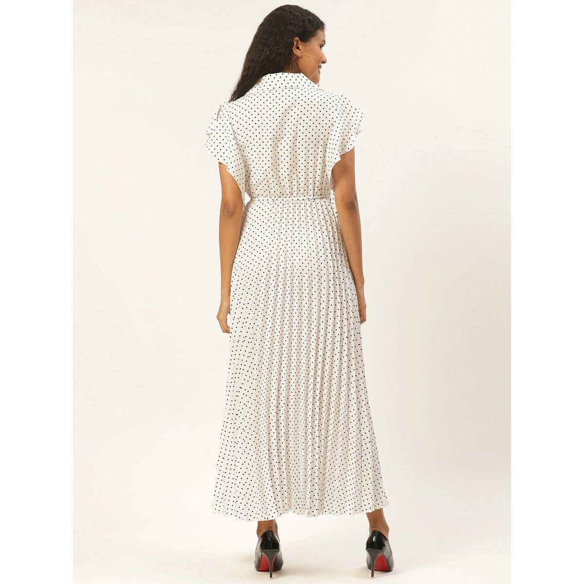 فستان طويل بكسرات وطبعة نقاط بولكا يو آند إف × ستايلي-women-clothing-dresses-image-2